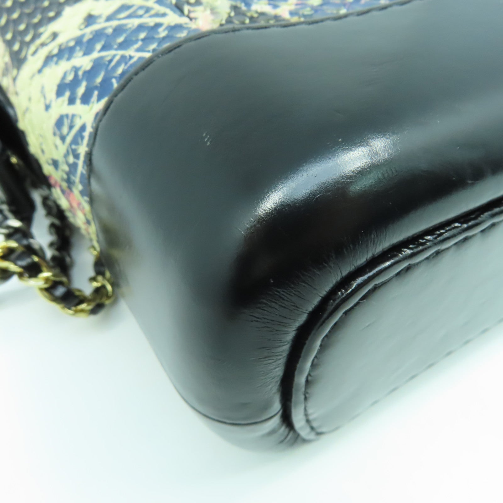 CHANEL 【清倉大減價】蛇皮皮革/牛皮皮革Garielle Small Bag金扣鏈帶肩背袋藍色/黑色