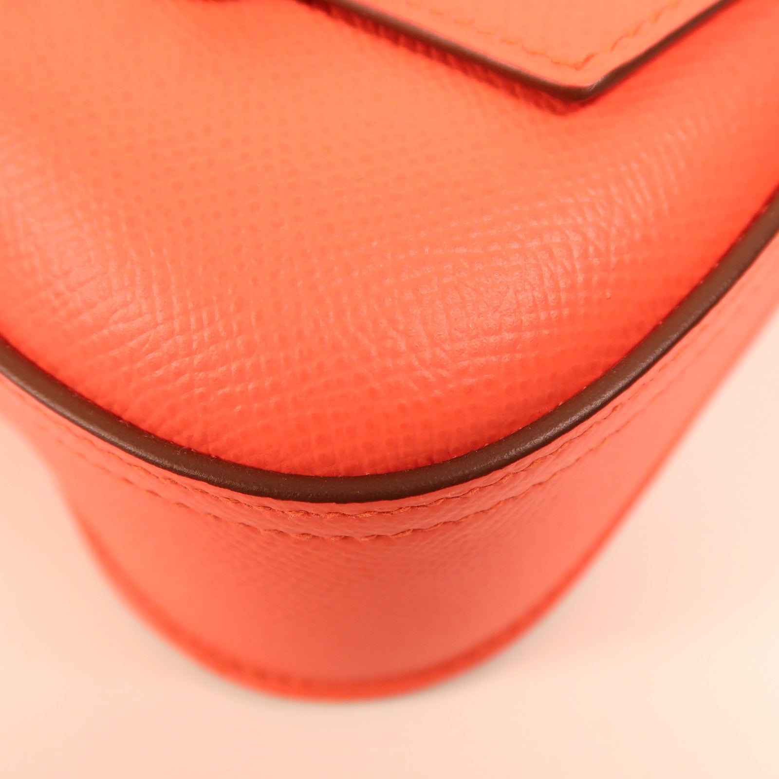 HERMES Epsom皮革Della Cavalleria Mini銀扣肩背袋Rose Texas