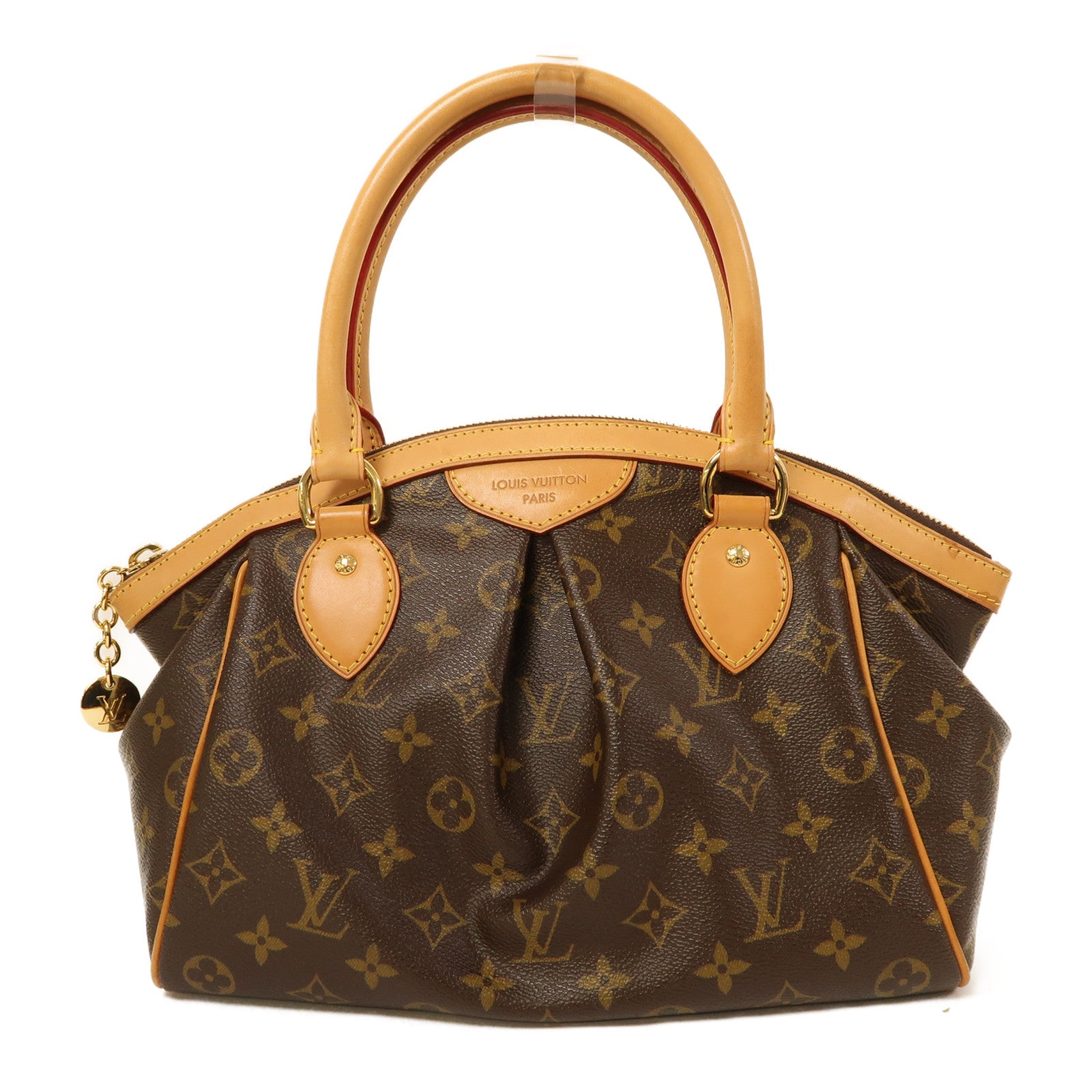 LOUIS VUITTON Monogram Tivoli PM金扣手挽袋棕色