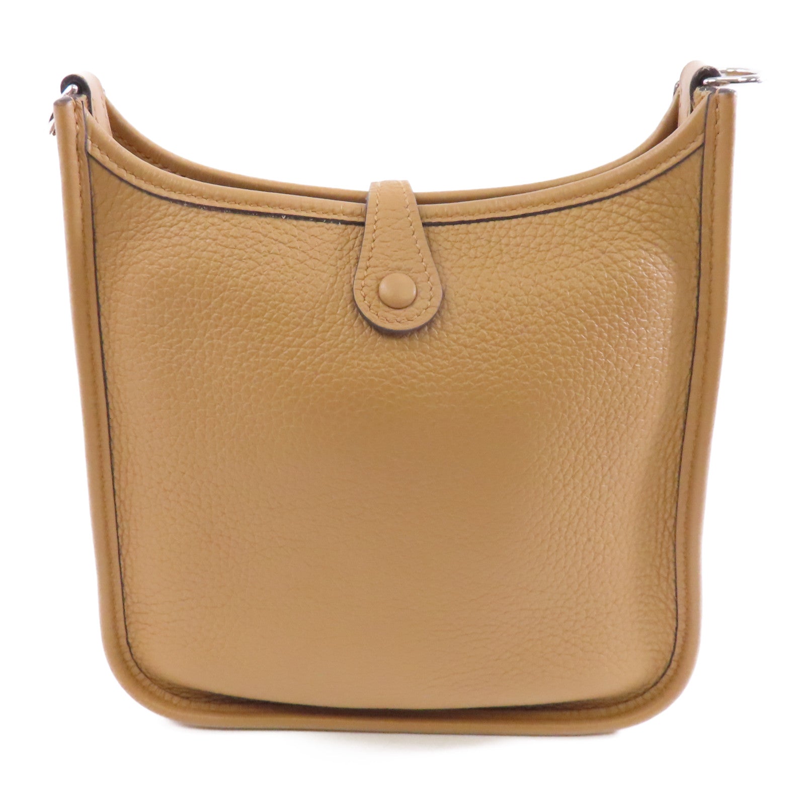HERMES Clemence皮革Evelyne TPM銀扣肩背袋Biscuit/棕色