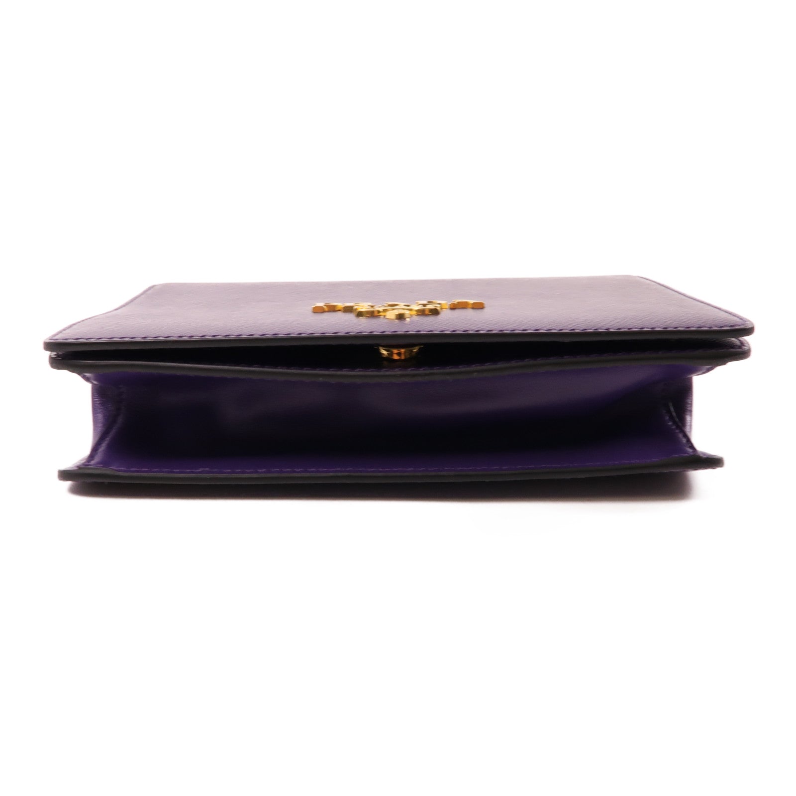 PRADA 塗層帆布Chain Shoulder Bag金扣鏈帶肩背袋紫色