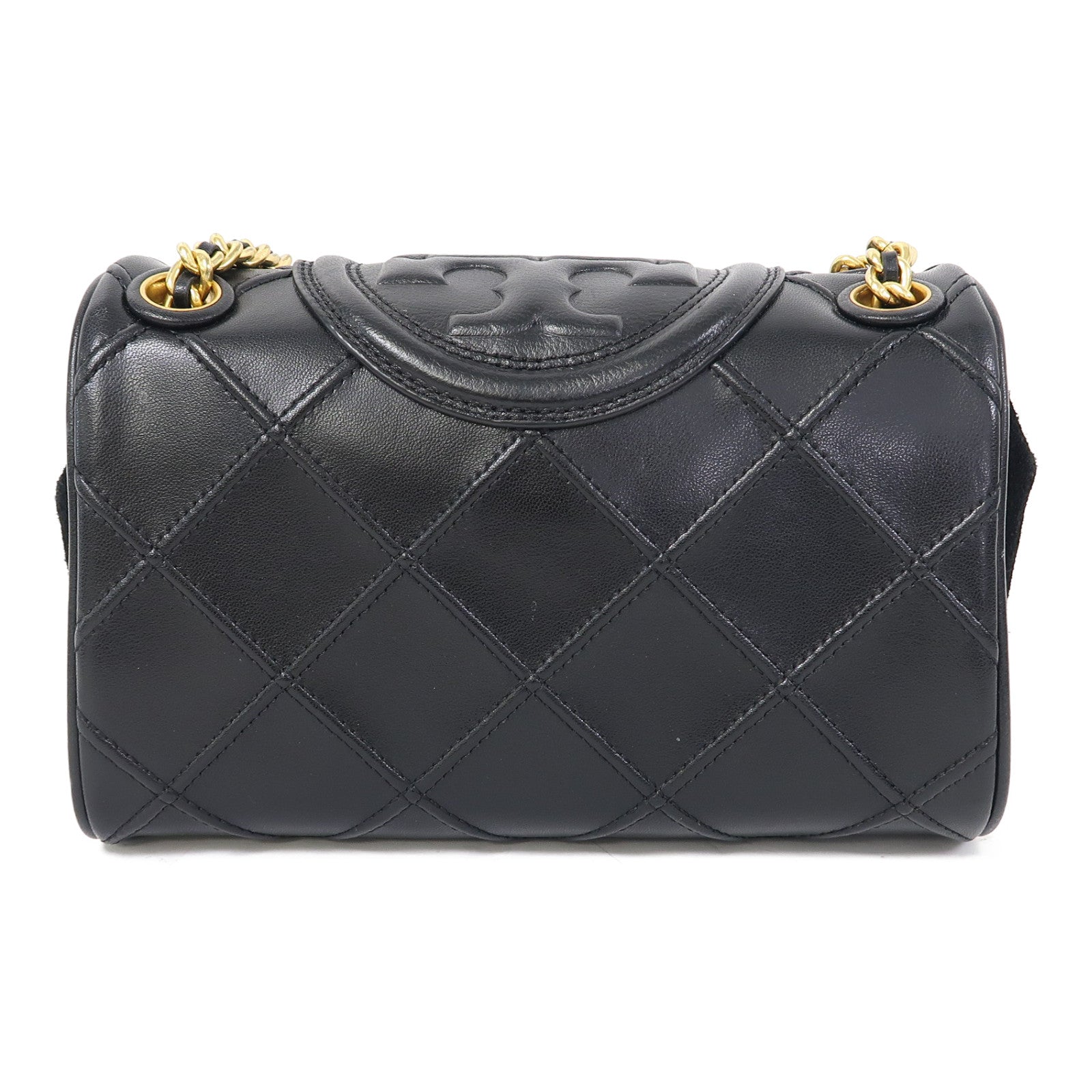 Tory Burch 牛皮皮革Chain Shoulder金扣鏈帶肩背袋黑色