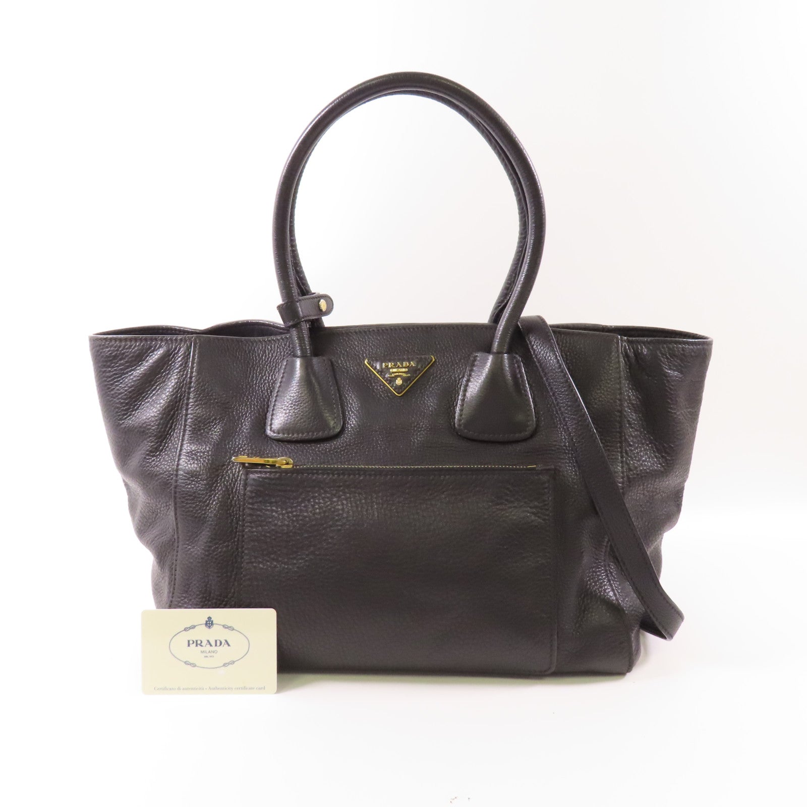 PRADA 牛皮皮革2 Way Bag金扣手挽肩背兩用袋
