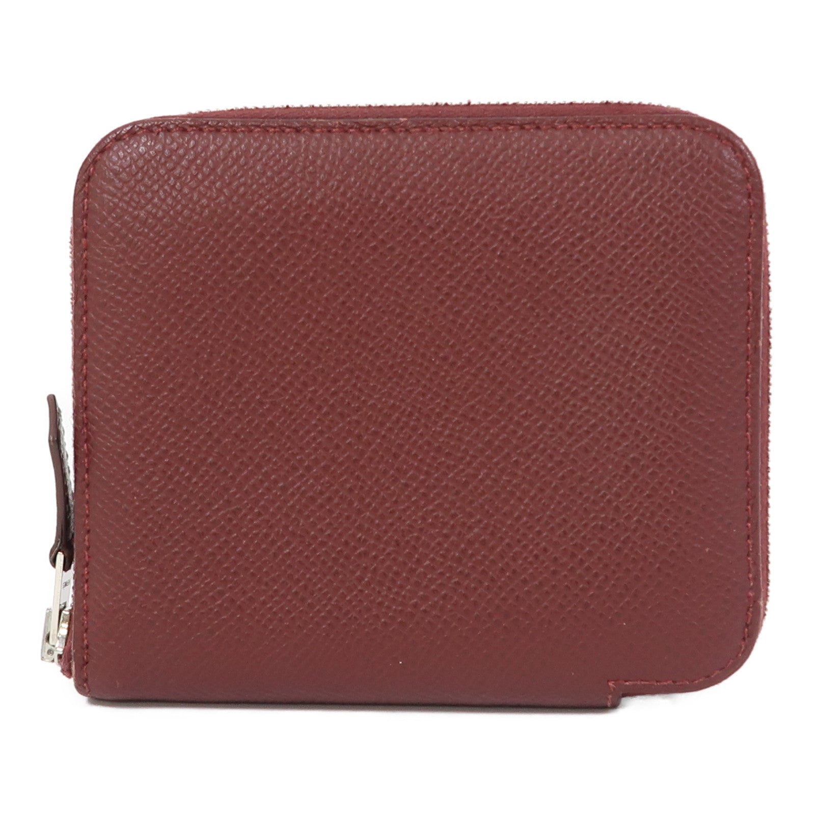 HERMES Epsom皮革Silk'In Compact銀扣錢包紅色