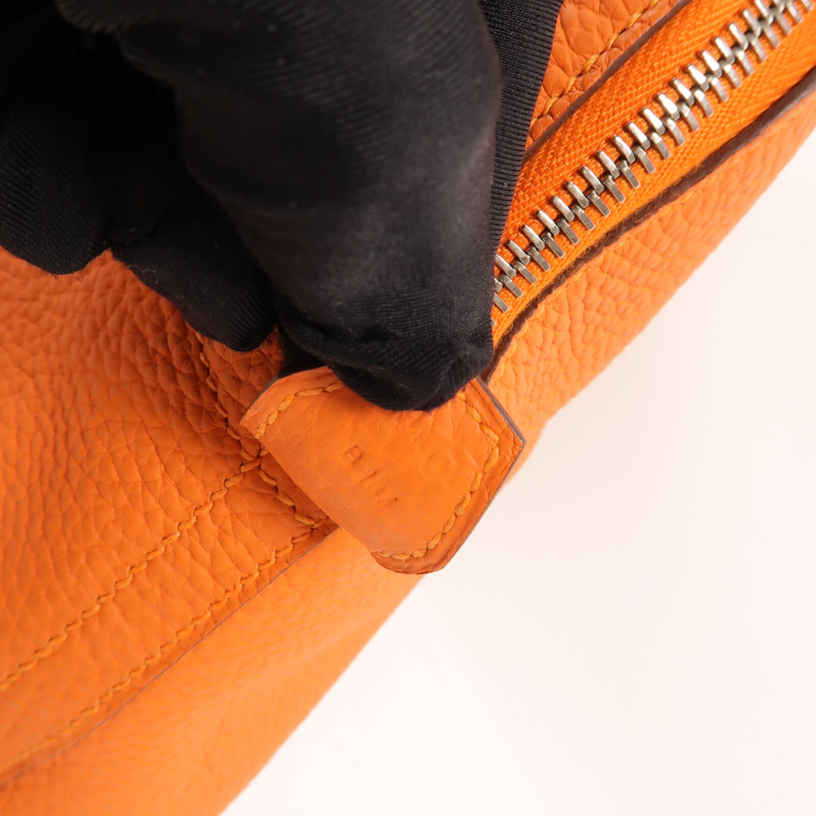 HERMES Clemence皮革Bolide 31手挽袋Orange