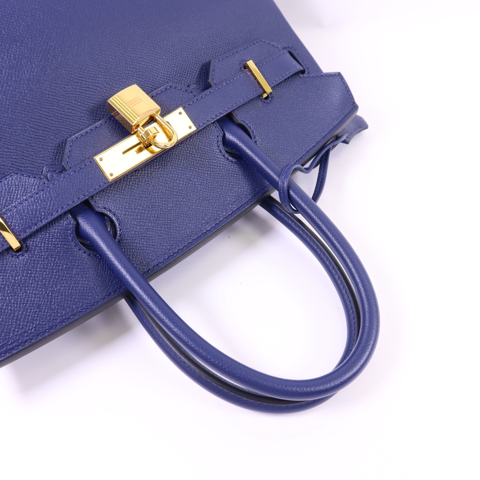 HERMES Epsom皮革Birkin 30金扣手挽袋Bleu Saphir