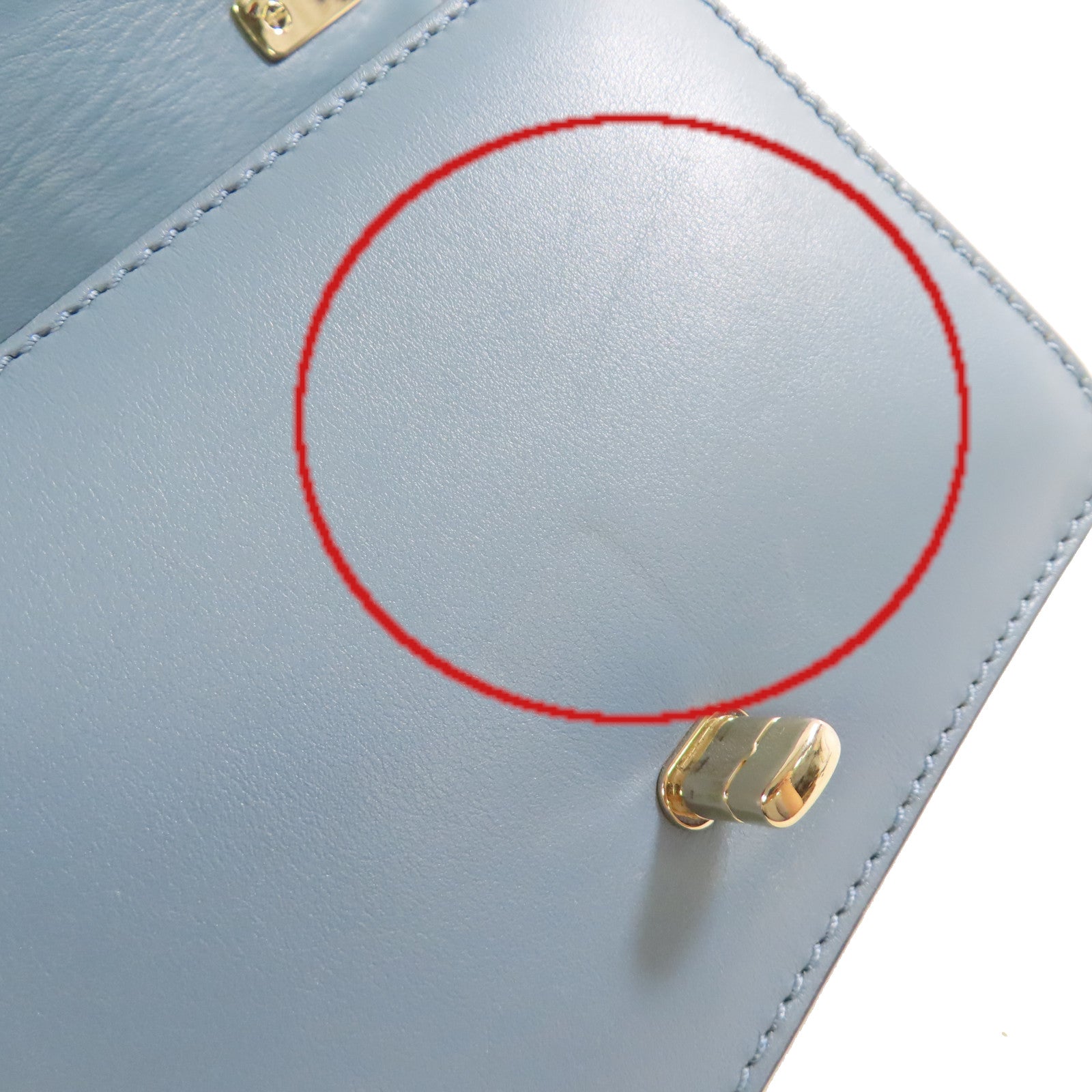 Valentino 牛皮皮革Chain Shoulder Bag金扣鏈帶肩背袋藍色