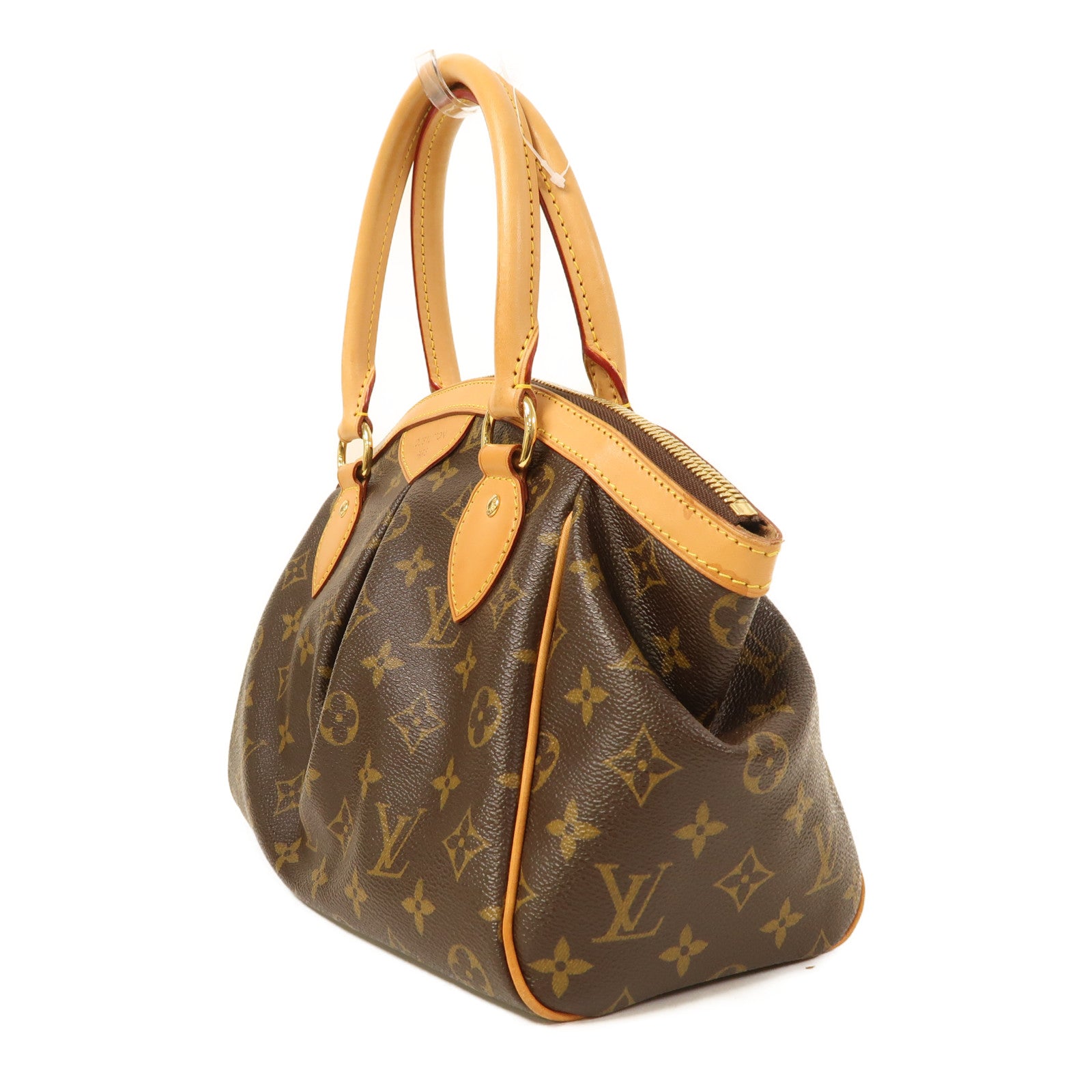 LOUIS VUITTON Monogram Tivoli PM金扣手挽袋棕色