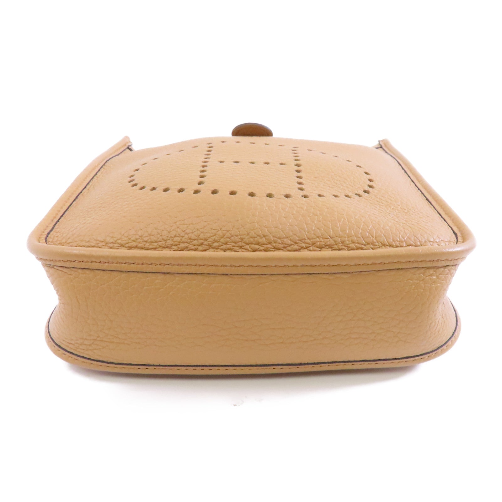 HERMES Clemence皮革Evelyne TPM銀扣肩背袋Biscuit/棕色