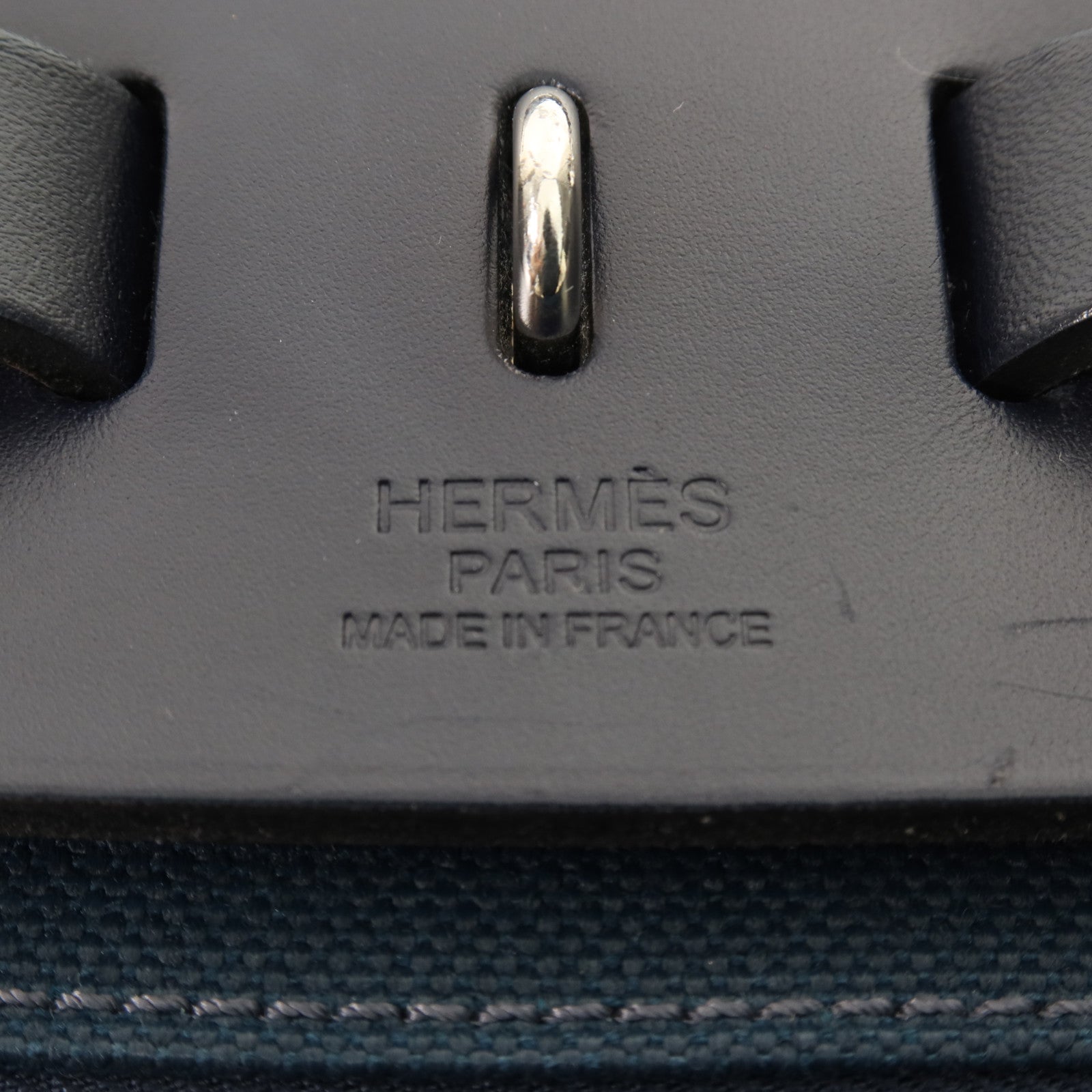 HERMES 帆布Herbag PM銀扣手挽肩背兩用袋Bleu Ocean