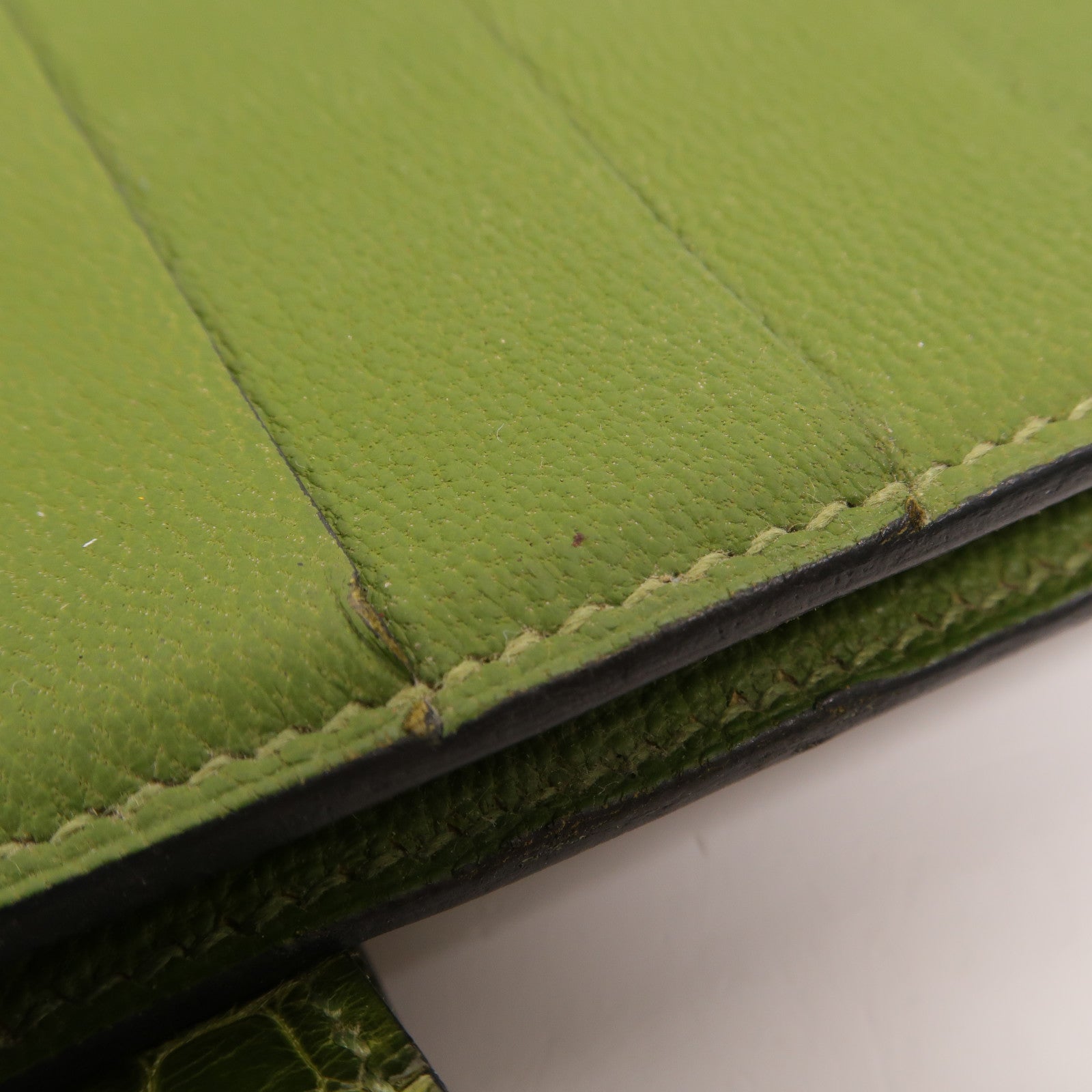 HERMES Alligator皮革Bearn Long Wallet長錢包Vert Anis