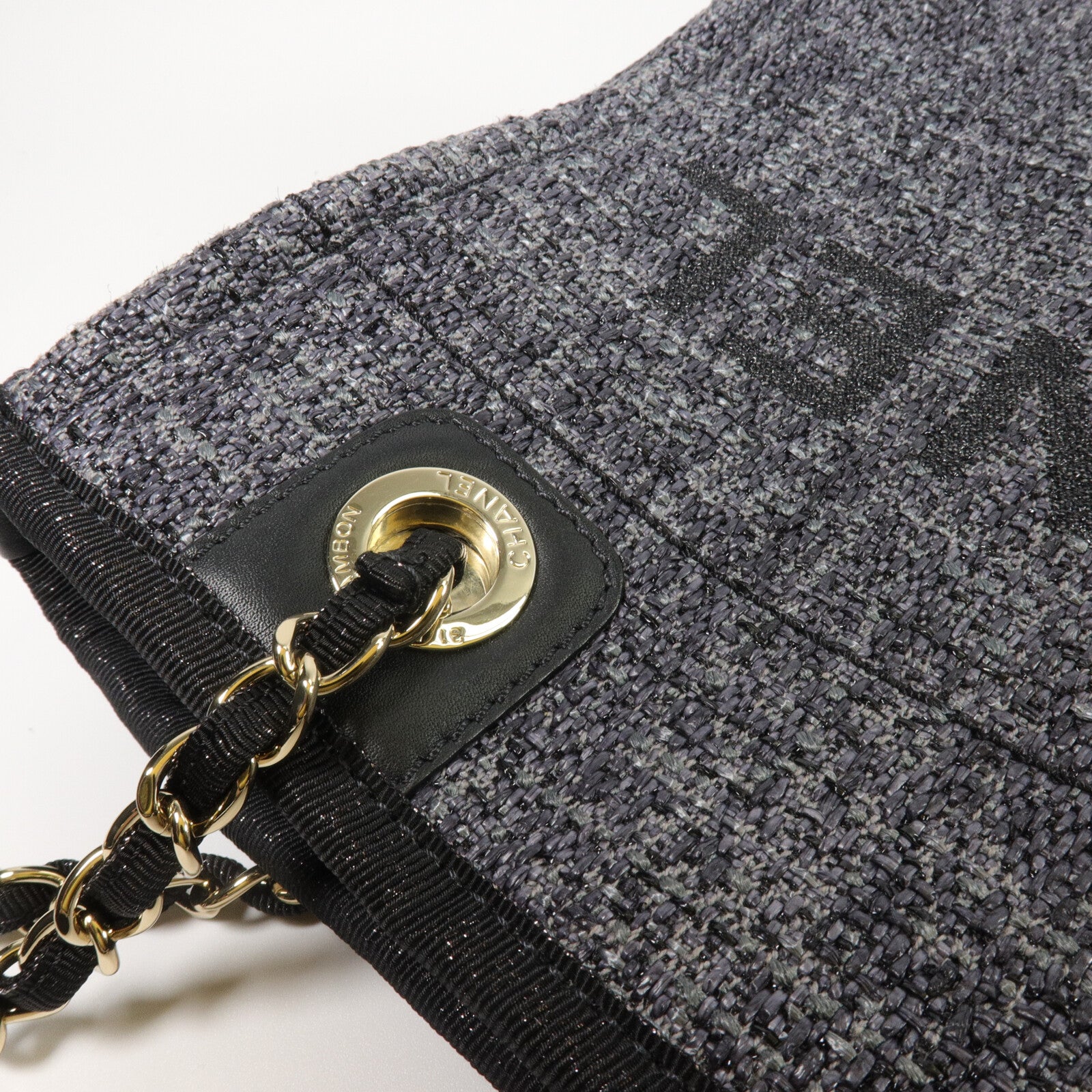 CHANEL 帆布Deaville Tote Bag鏈帶肩背袋