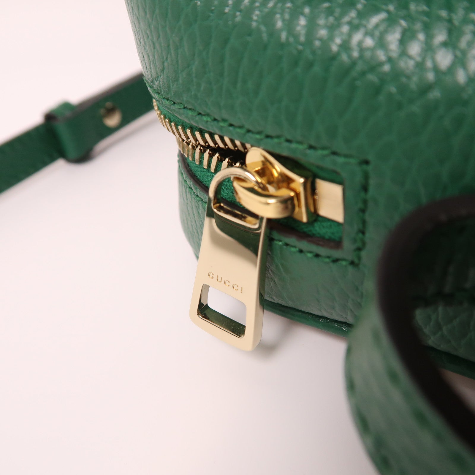 GUCCI 帆布/皮革GG Bree金扣肩背袋啡色/綠色