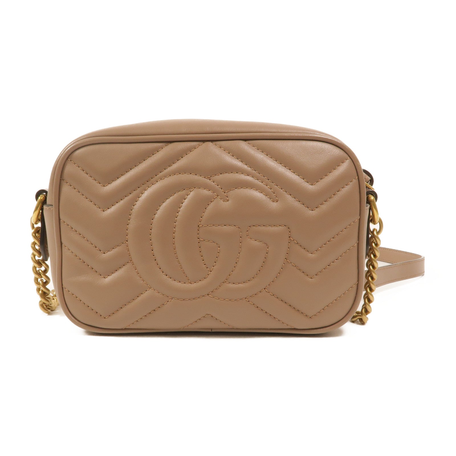 GUCCI 牛皮皮革GG Marmont Mini鏈帶肩背袋