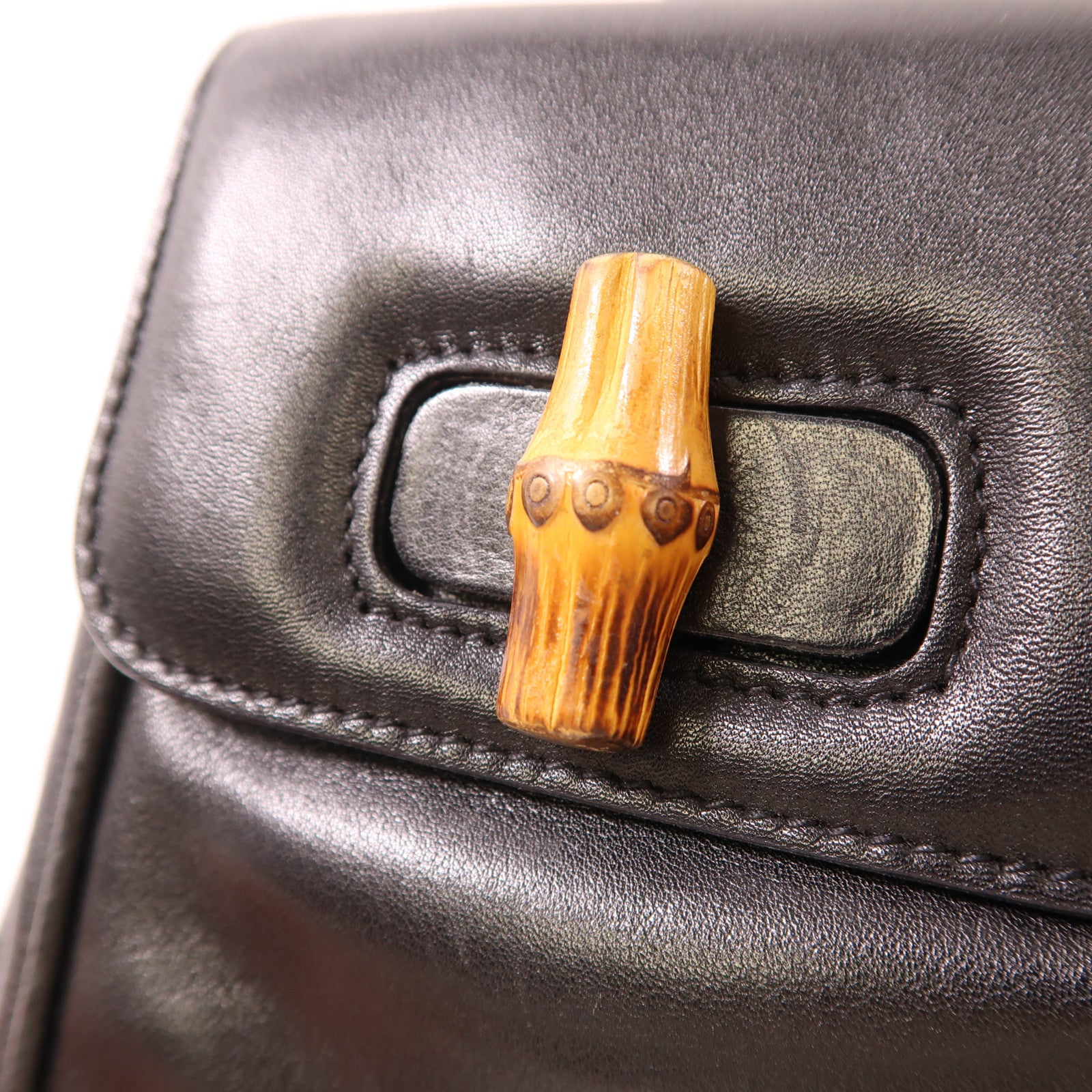 GUCCI 皮革Bamboo Backpack金扣背包