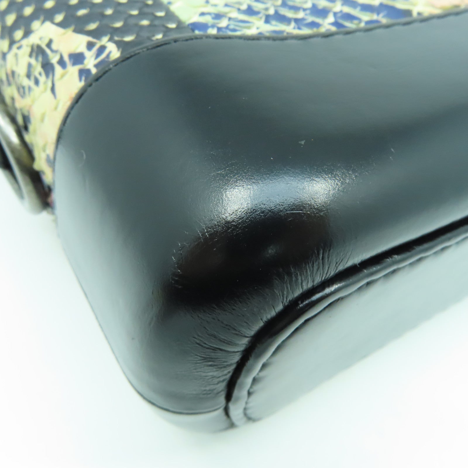 CHANEL 【清倉大減價】蛇皮皮革/牛皮皮革Garielle Small Bag金扣鏈帶肩背袋藍色/黑色