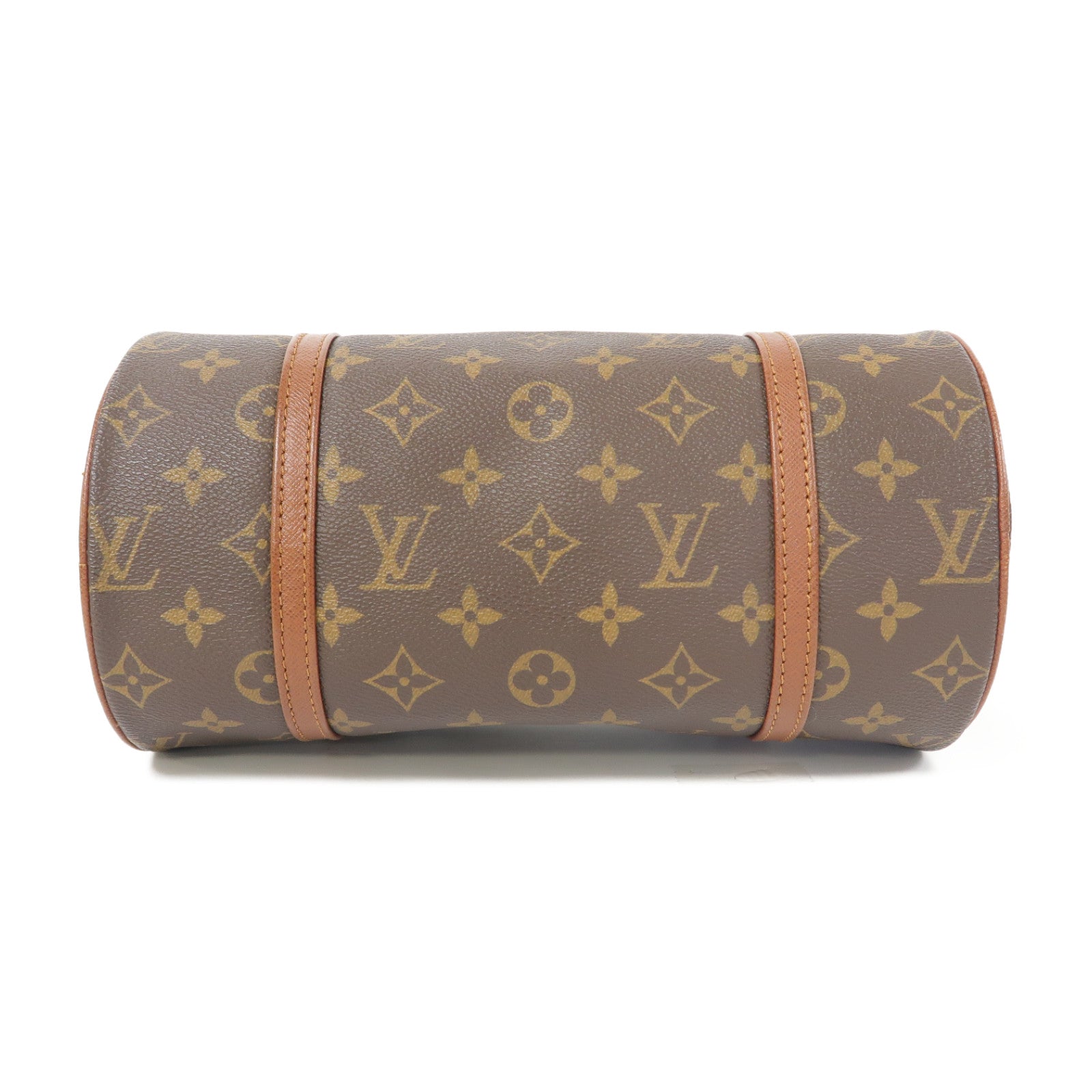 LOUIS VUITTON Monogram Papillon PM金扣手挽袋棕色