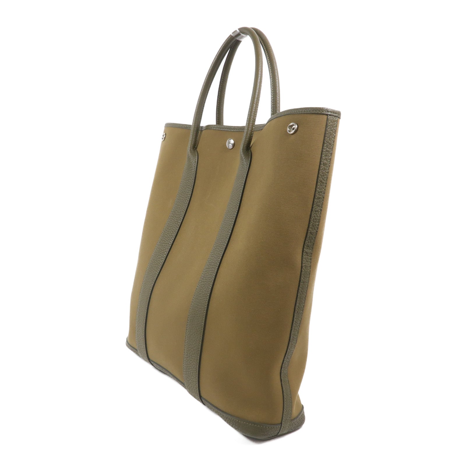 HERMES 帆布Garden File GM手挽袋Vert Olive