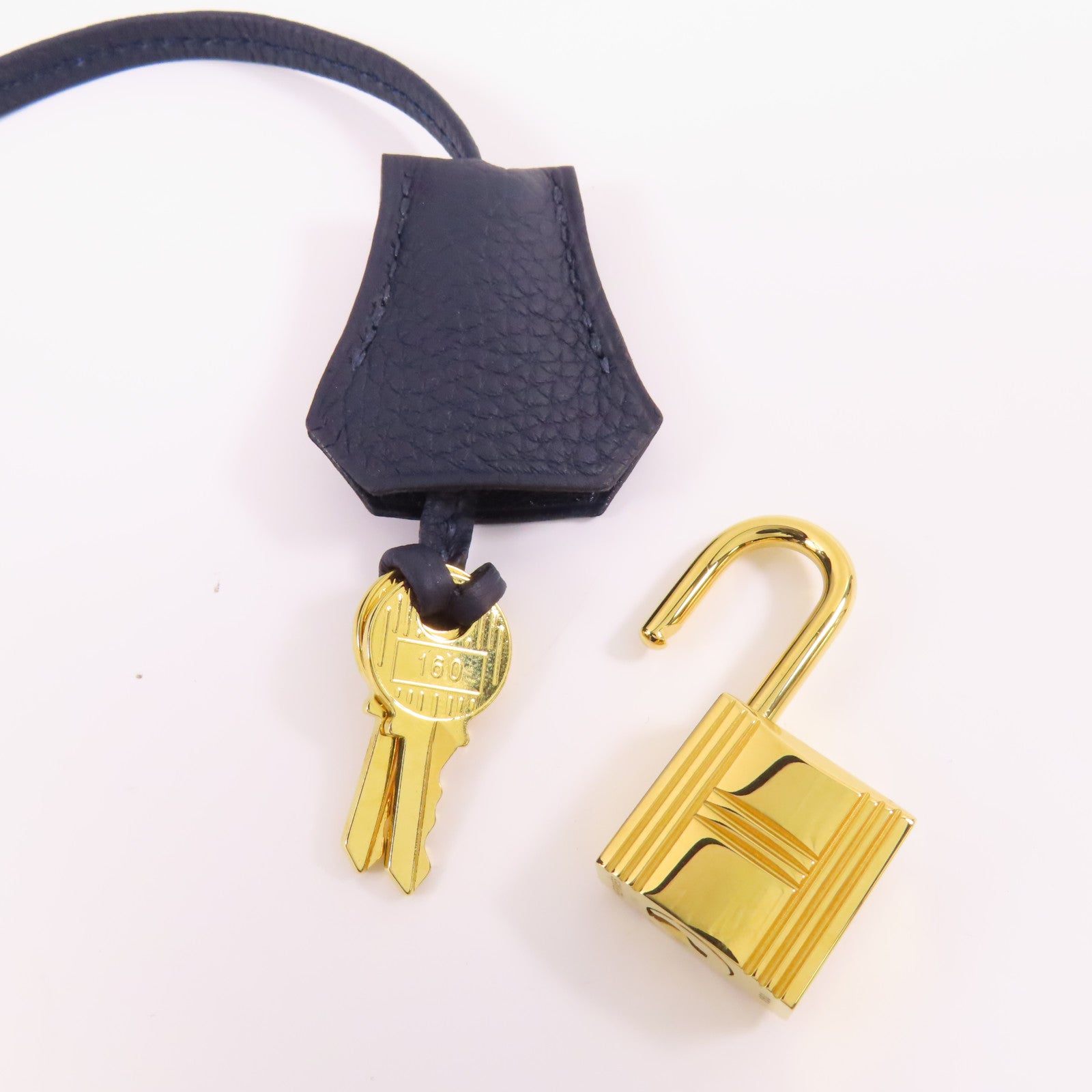 HERMES Clemence皮革Birkin 30金扣手挽袋Bleu Nuit
