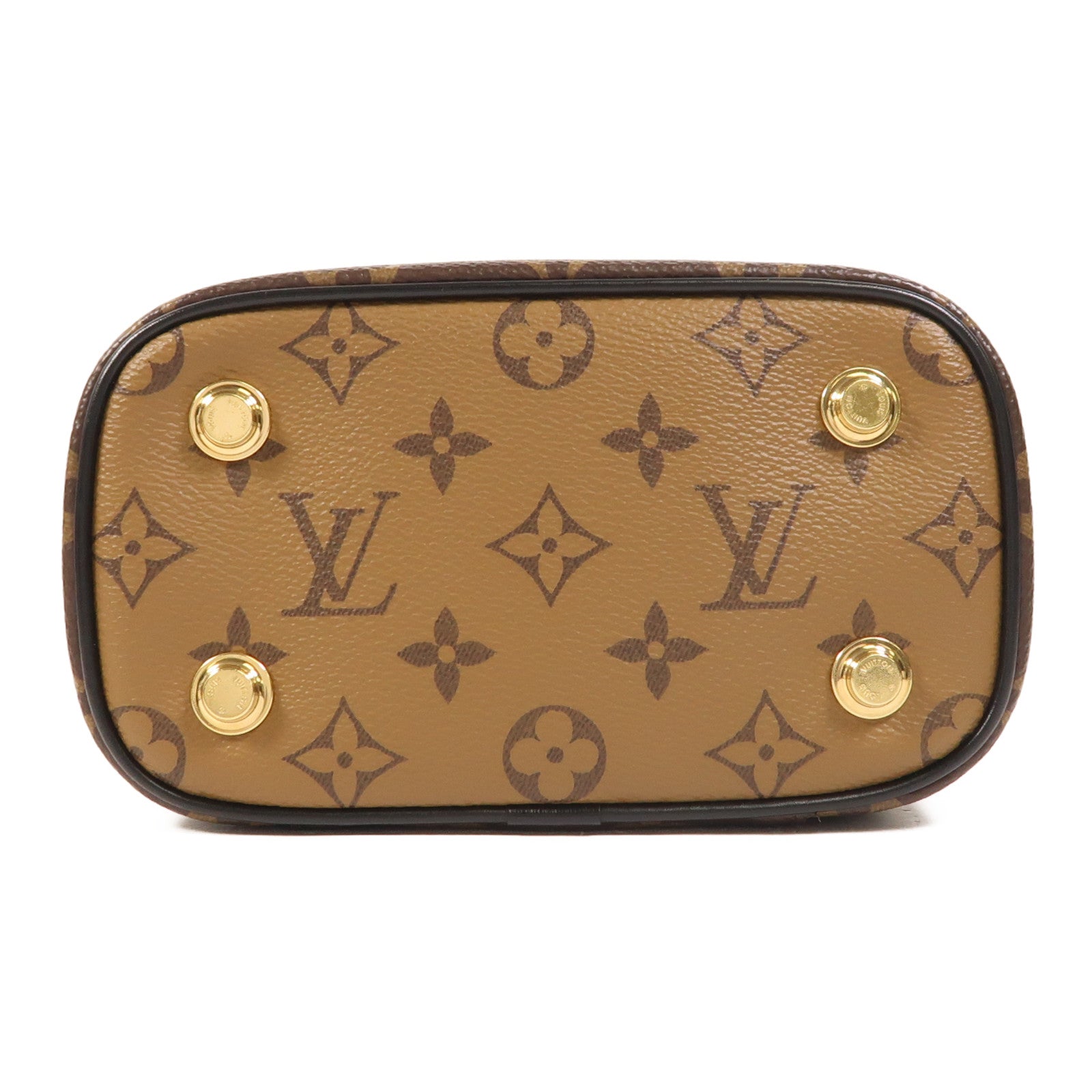 LOUIS VUITTON Monogram Reverse Vanity PM金扣手挽肩背兩用袋棕色