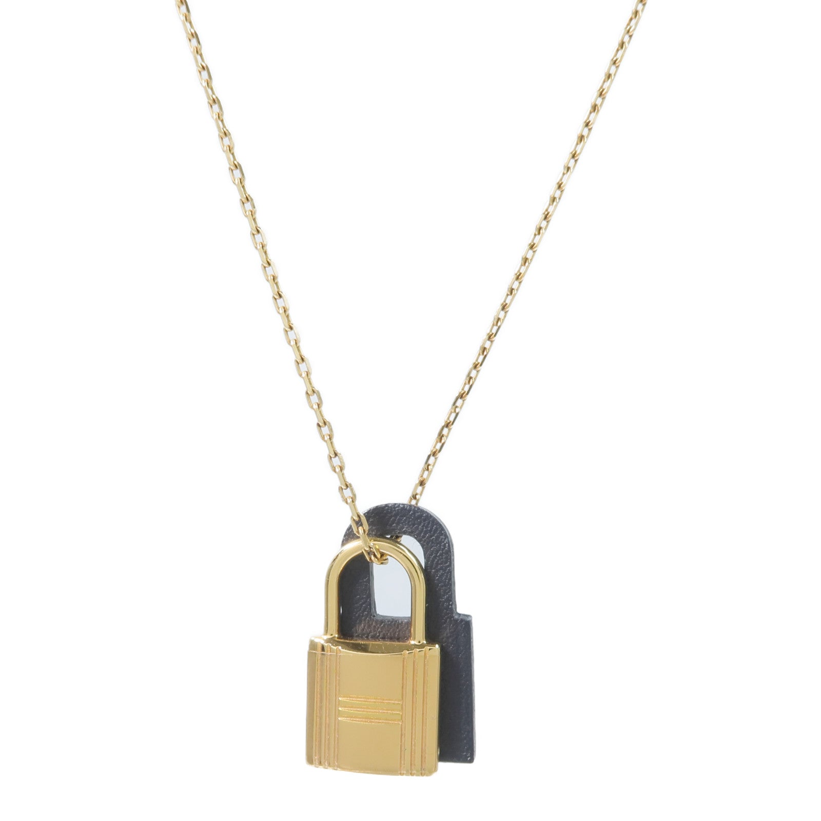 HERMES 金屬/Swift皮革O'Kelly Necklace項鍊Noir