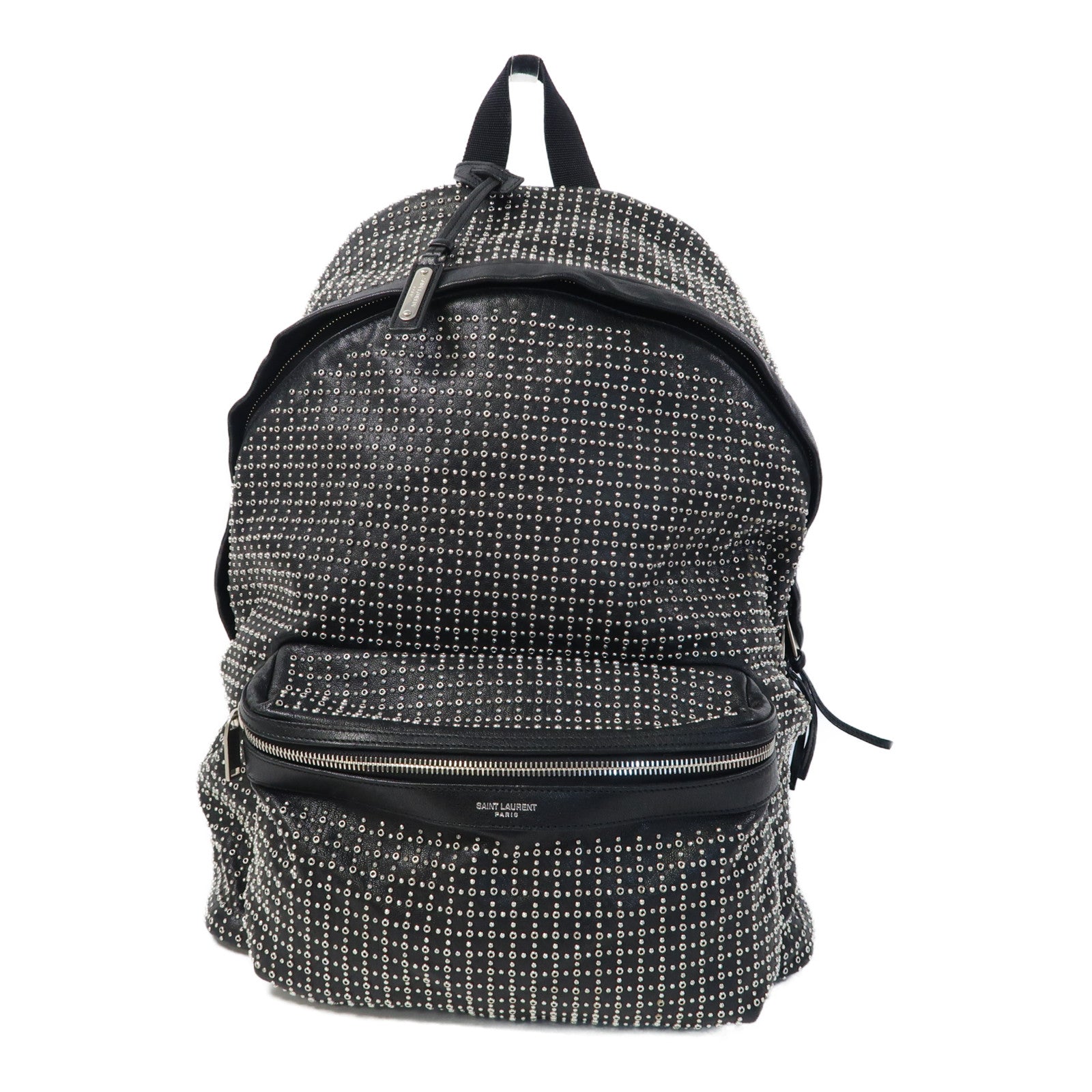 YVES SAINT LAURENT 牛皮皮革Backpack銀扣背包黑色