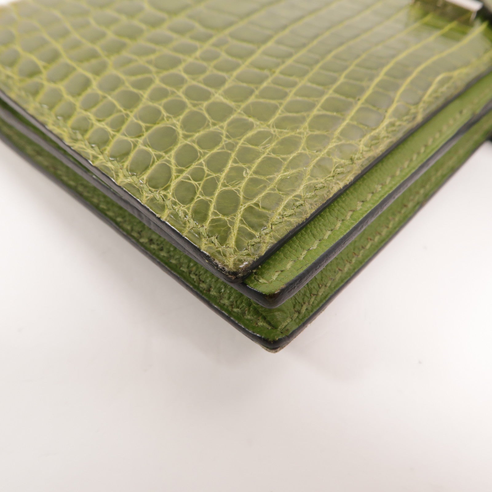 HERMES Alligator皮革Bearn Long Wallet長錢包Vert Anis