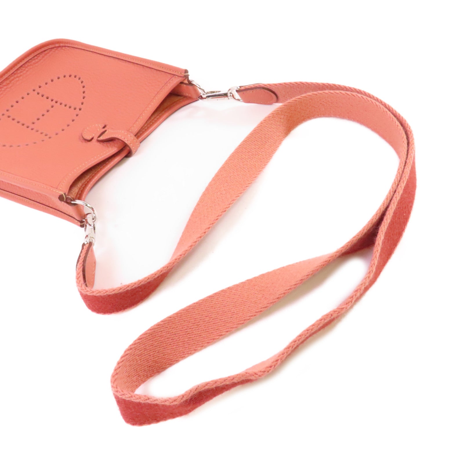 HERMES Clemence皮革Evelyne TPM Shoulder Bag銀扣肩背袋I5 Flamingo Pink/火鶴粉色