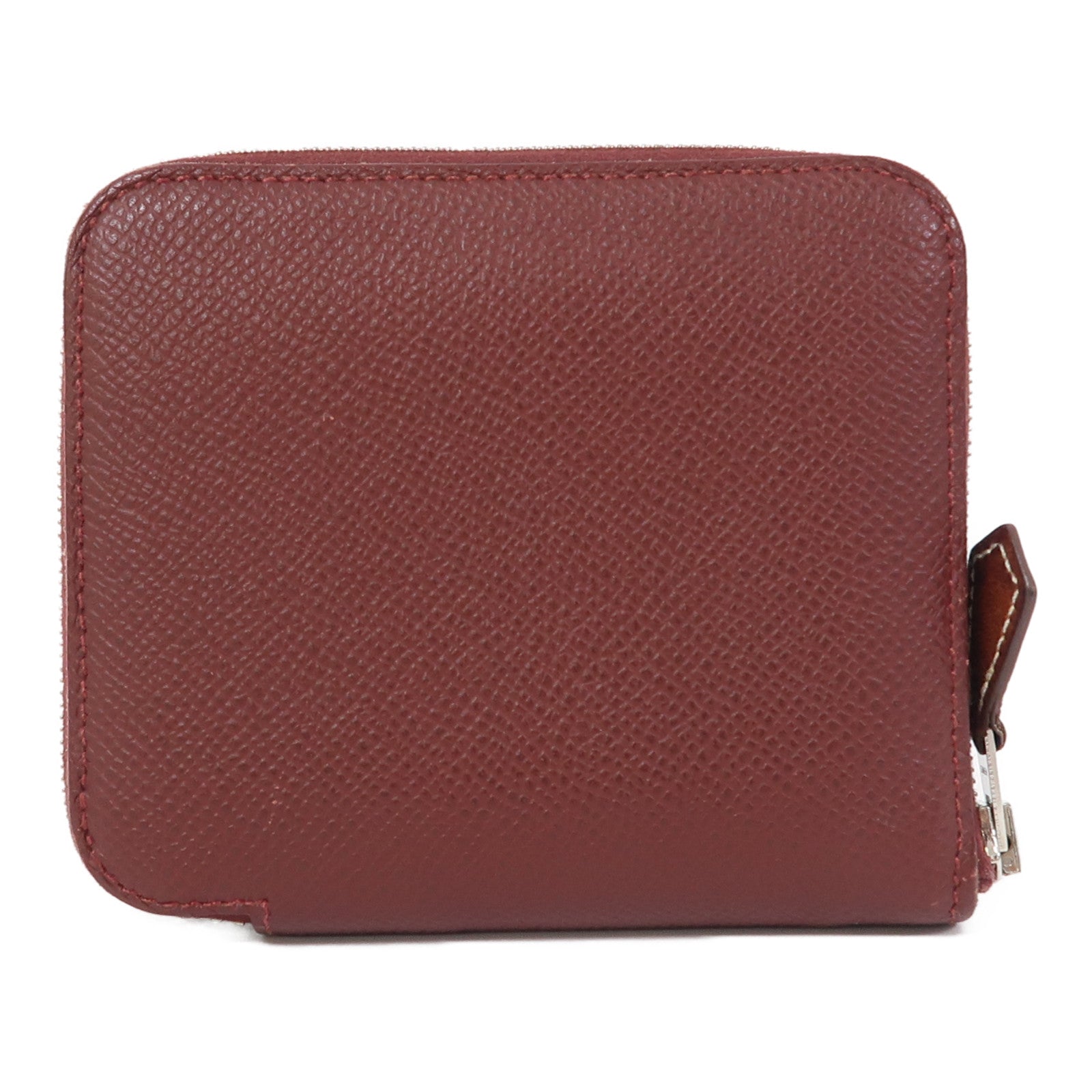 HERMES Epsom皮革Silk'In Compact銀扣錢包紅色