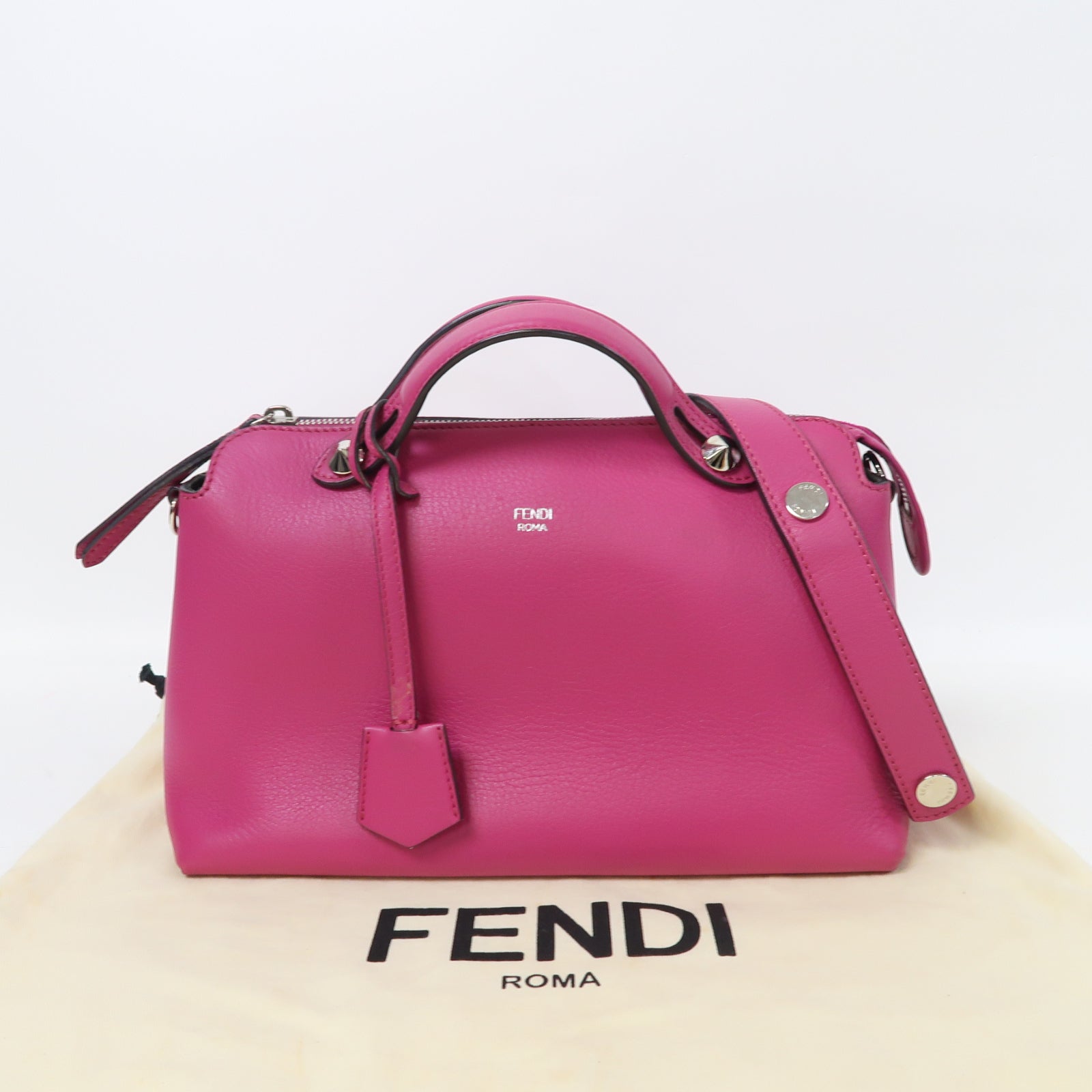 FENDI 【激減優惠】羊皮皮革By The Way銀扣手挽肩背兩用袋紫色