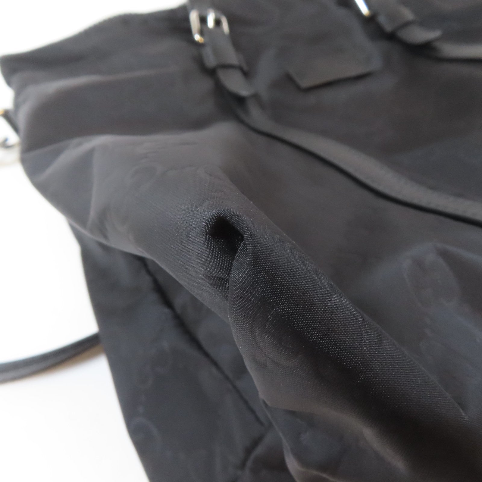 GUCCI 尼龍2 Way Shoulder Bag銀扣手挽肩背兩用袋黑色