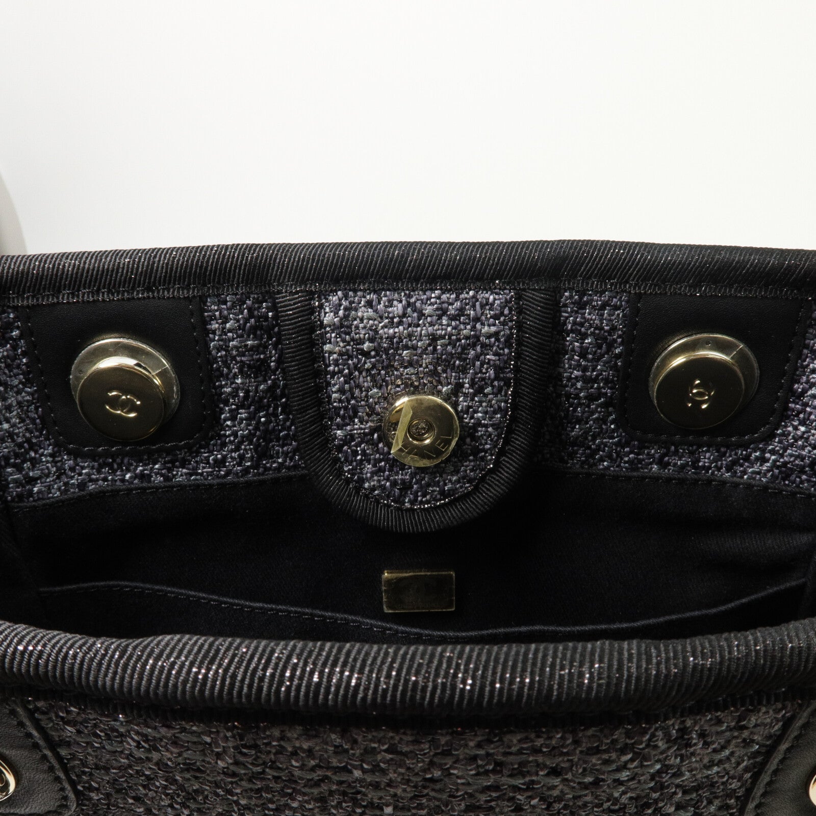 CHANEL 帆布Deaville Tote Bag鏈帶肩背袋