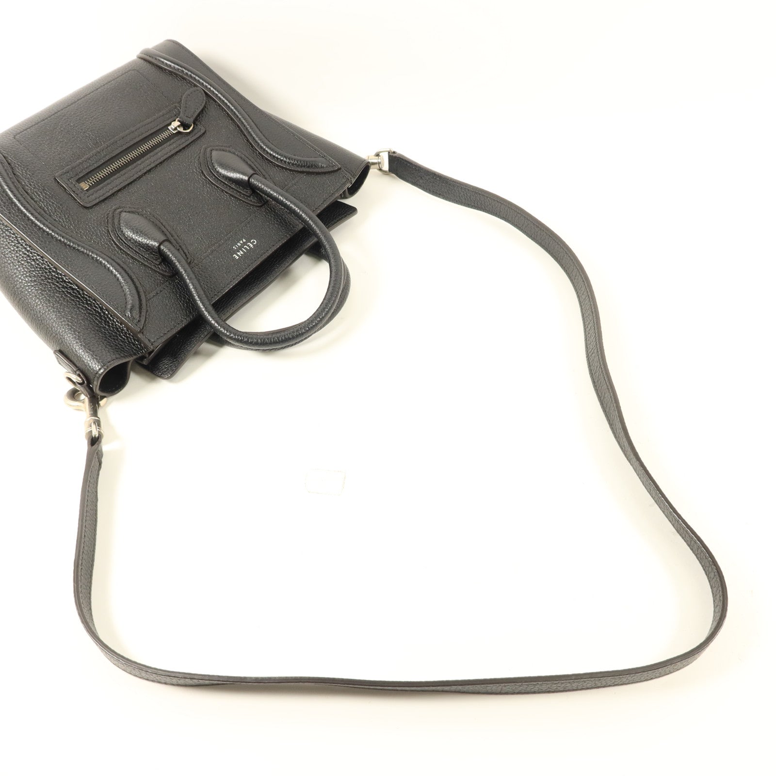 CELINE 牛皮皮革Nano Luggage銀扣手挽肩背兩用袋