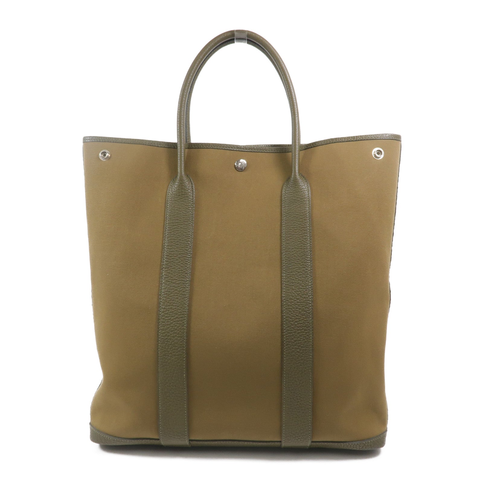 HERMES 帆布Garden File GM手挽袋Vert Olive