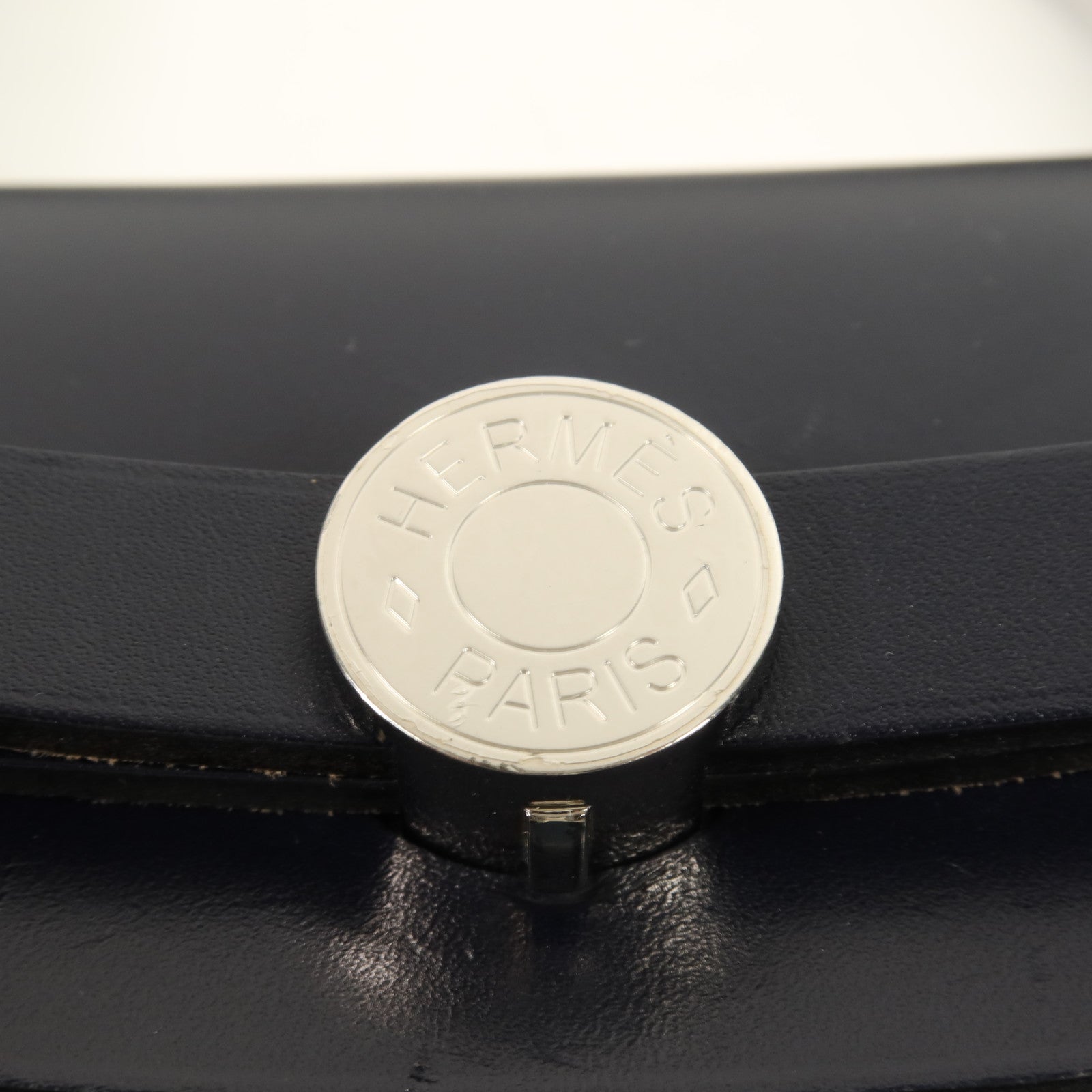 HERMES 帆布Herbag PM銀扣手挽肩背兩用袋Bleu Ocean