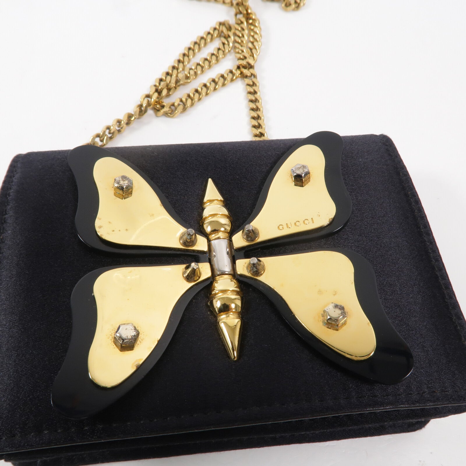 GUCCI Satin Butterfly鏈帶肩背袋