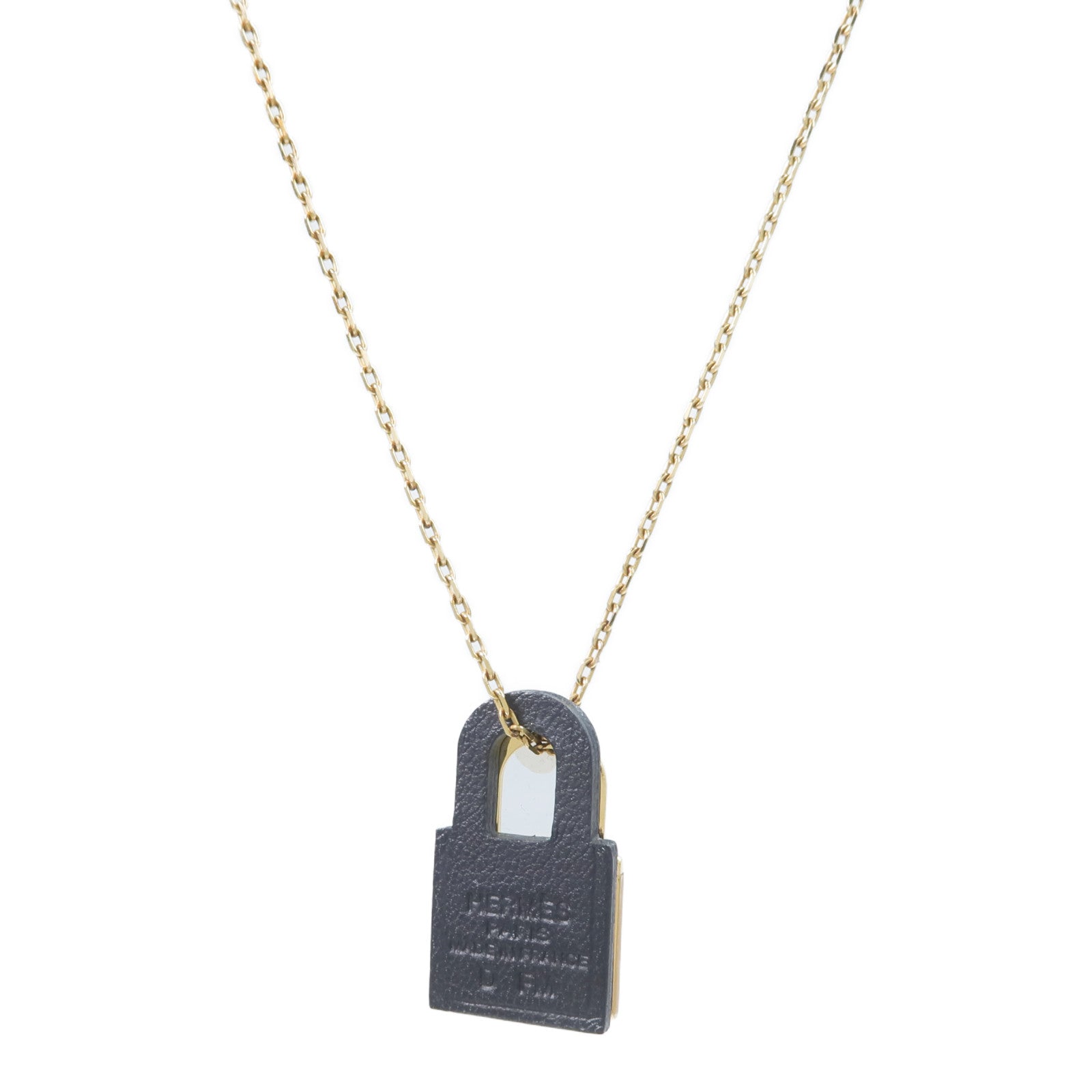 HERMES 金屬/Swift皮革O'Kelly Necklace項鍊Noir