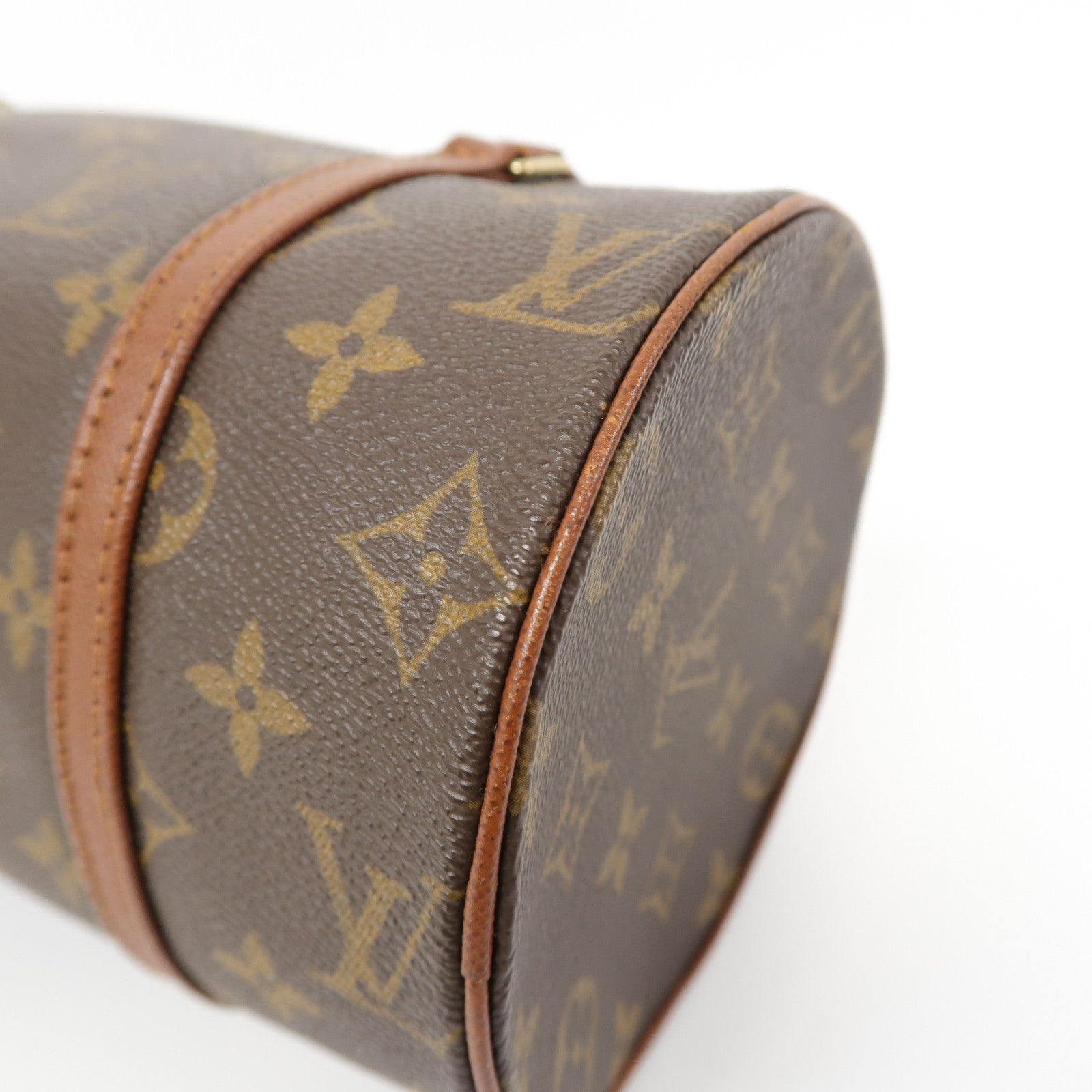LOUIS VUITTON Monogram Papillon PM金扣手挽袋棕色