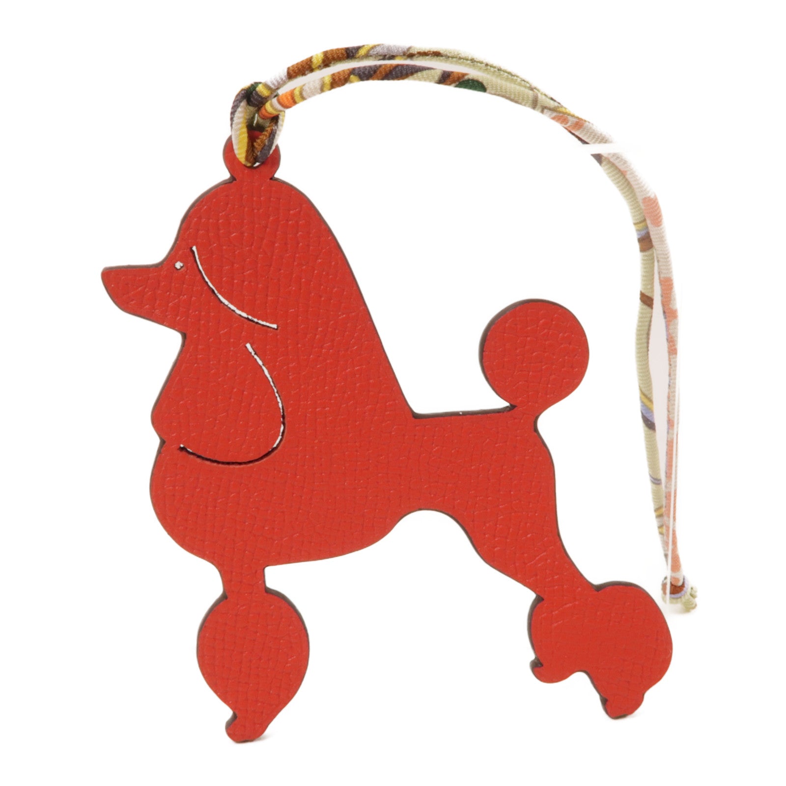 HERMES Epsom皮革Royal Poodle Charm掛飾紅色/深藍色