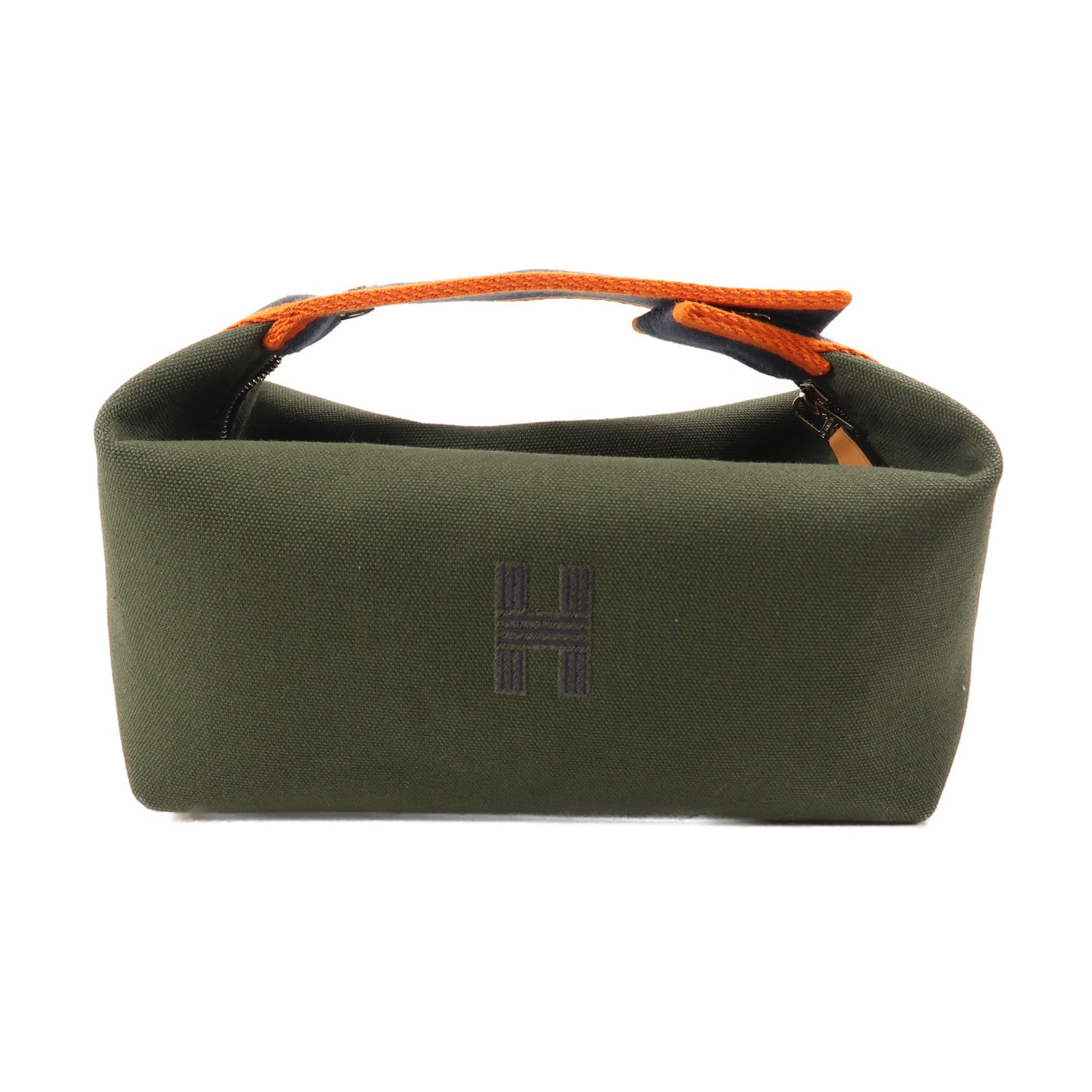 HERMES Toile H Bride a Brac銀扣手挽袋深綠色