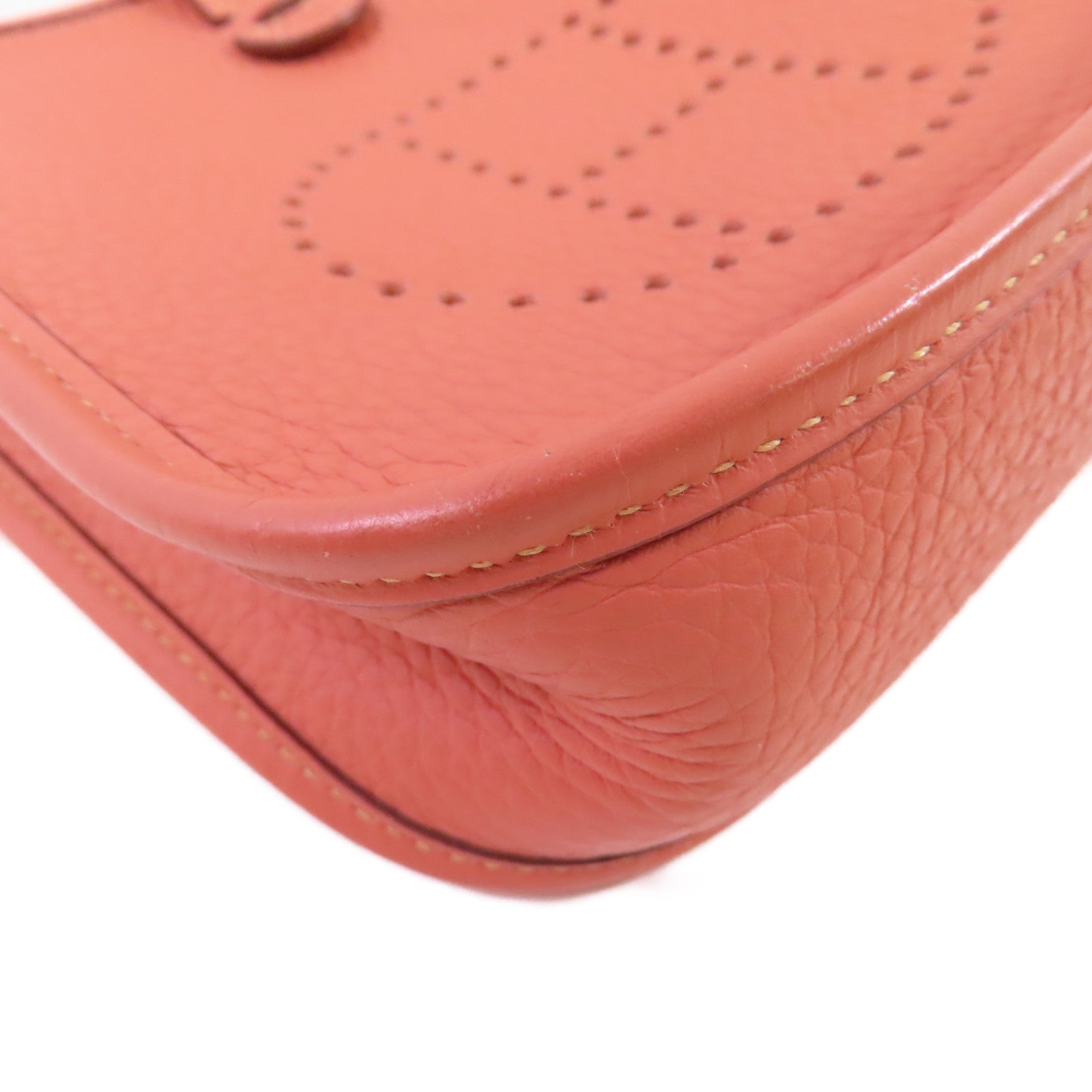 HERMES Clemence皮革Evelyne TPM Shoulder Bag銀扣肩背袋I5 Flamingo Pink/火鶴粉色