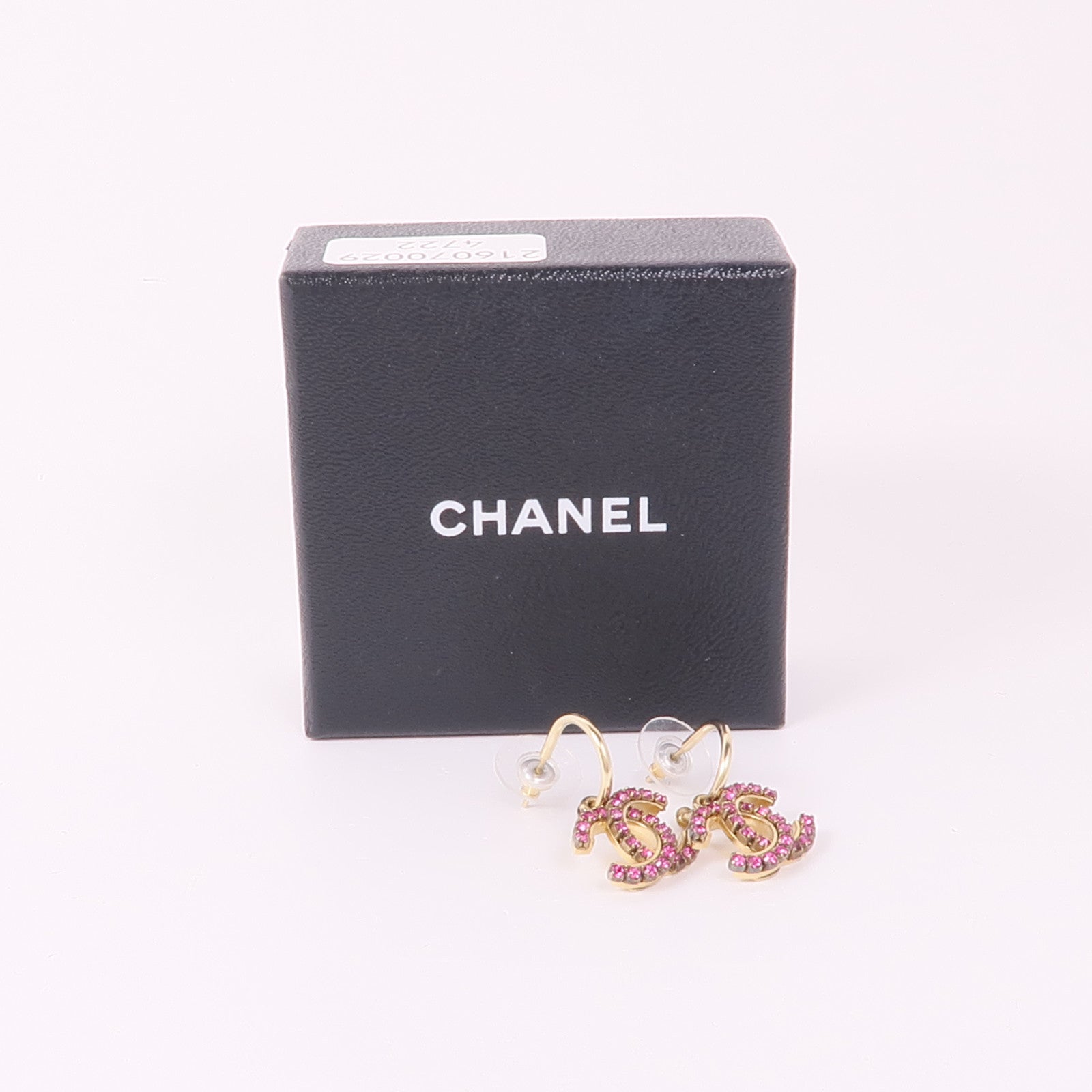 CHANEL CC Earrings Metal Gold Pink