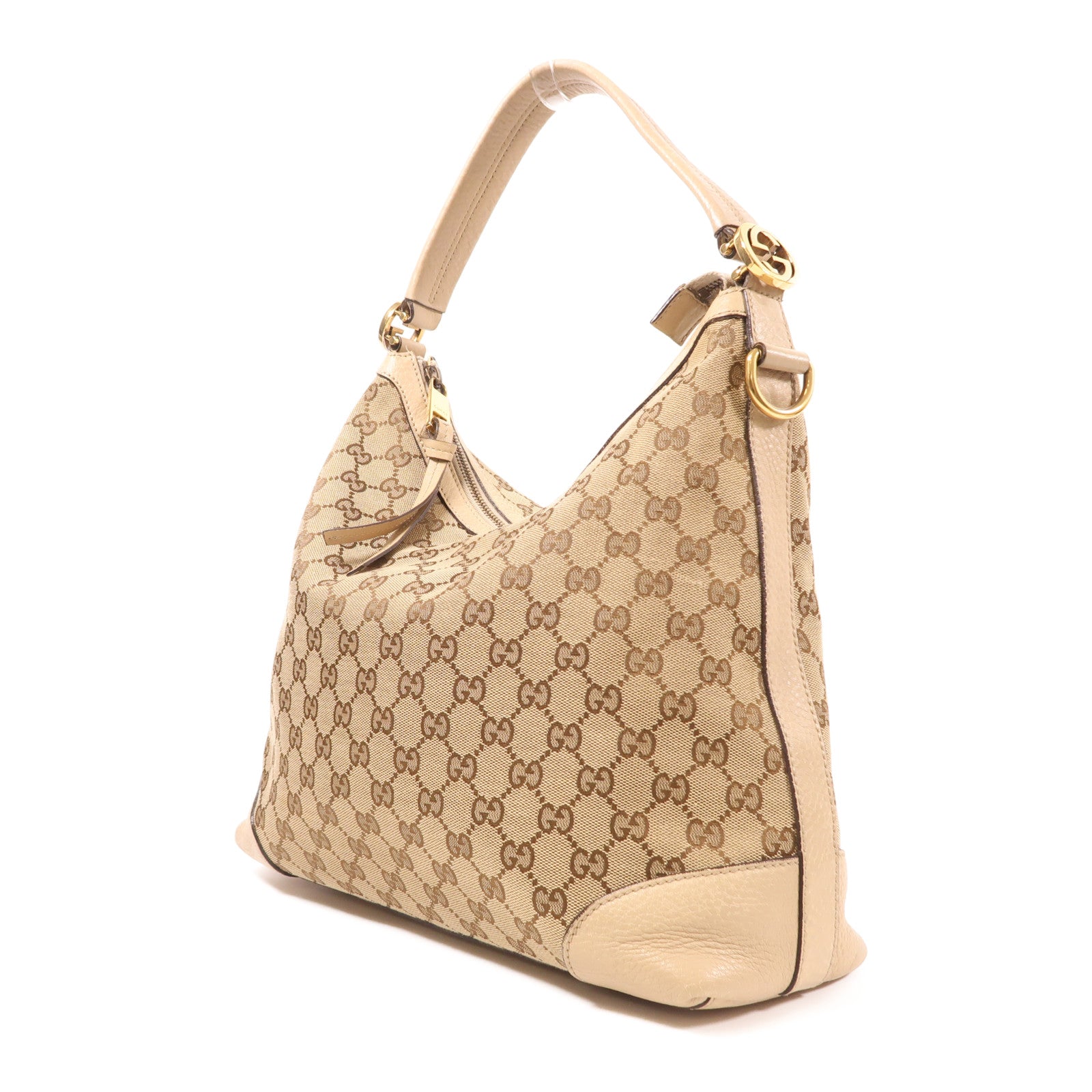 GUCCI 牛皮皮革/帆布2 Way Shoulder Bag金扣手挽肩背兩用袋