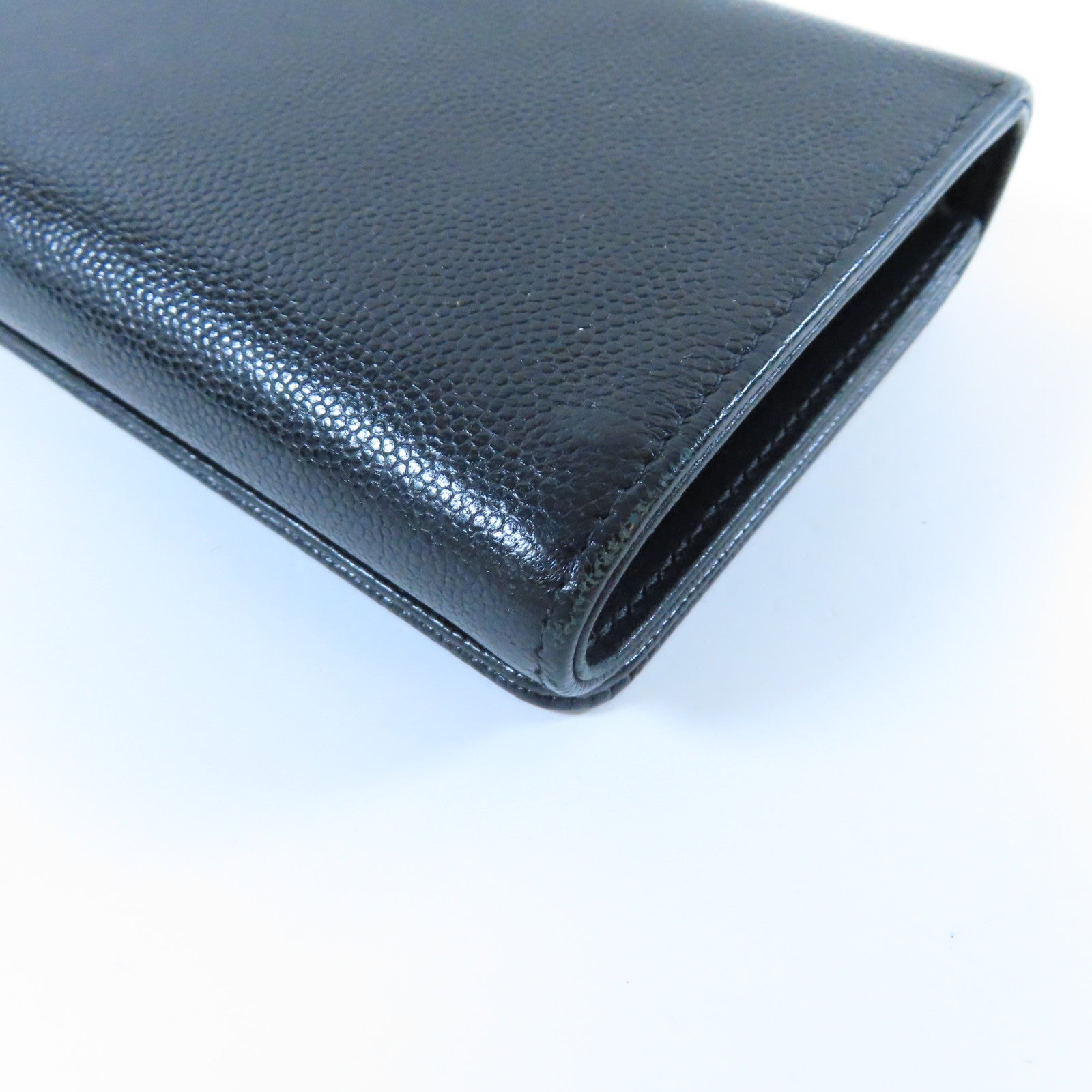 CHANEL **【激減優惠】Caviar皮革Long Wallet金扣長錢包黑色