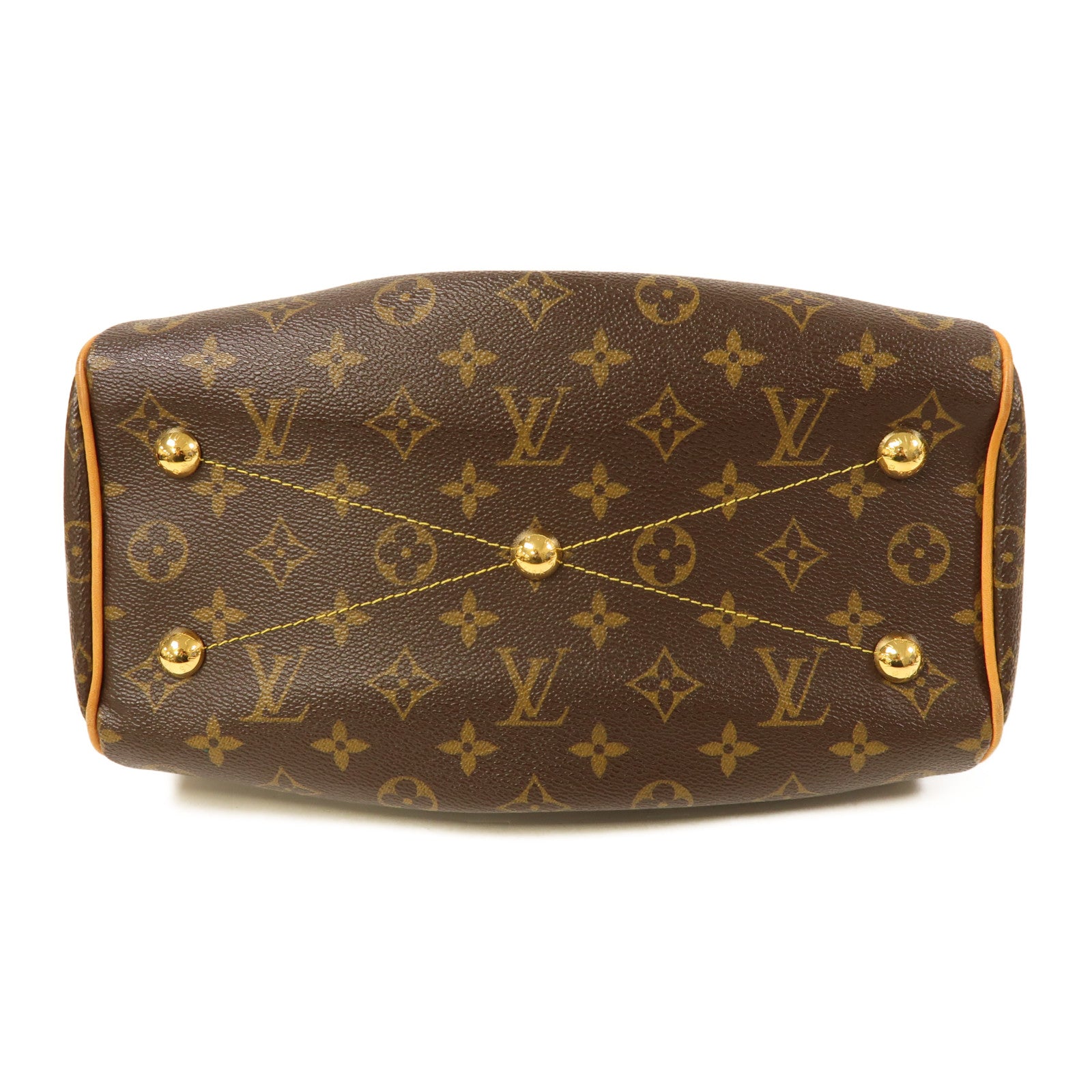 LOUIS VUITTON Monogram Tivoli PM金扣手挽袋棕色