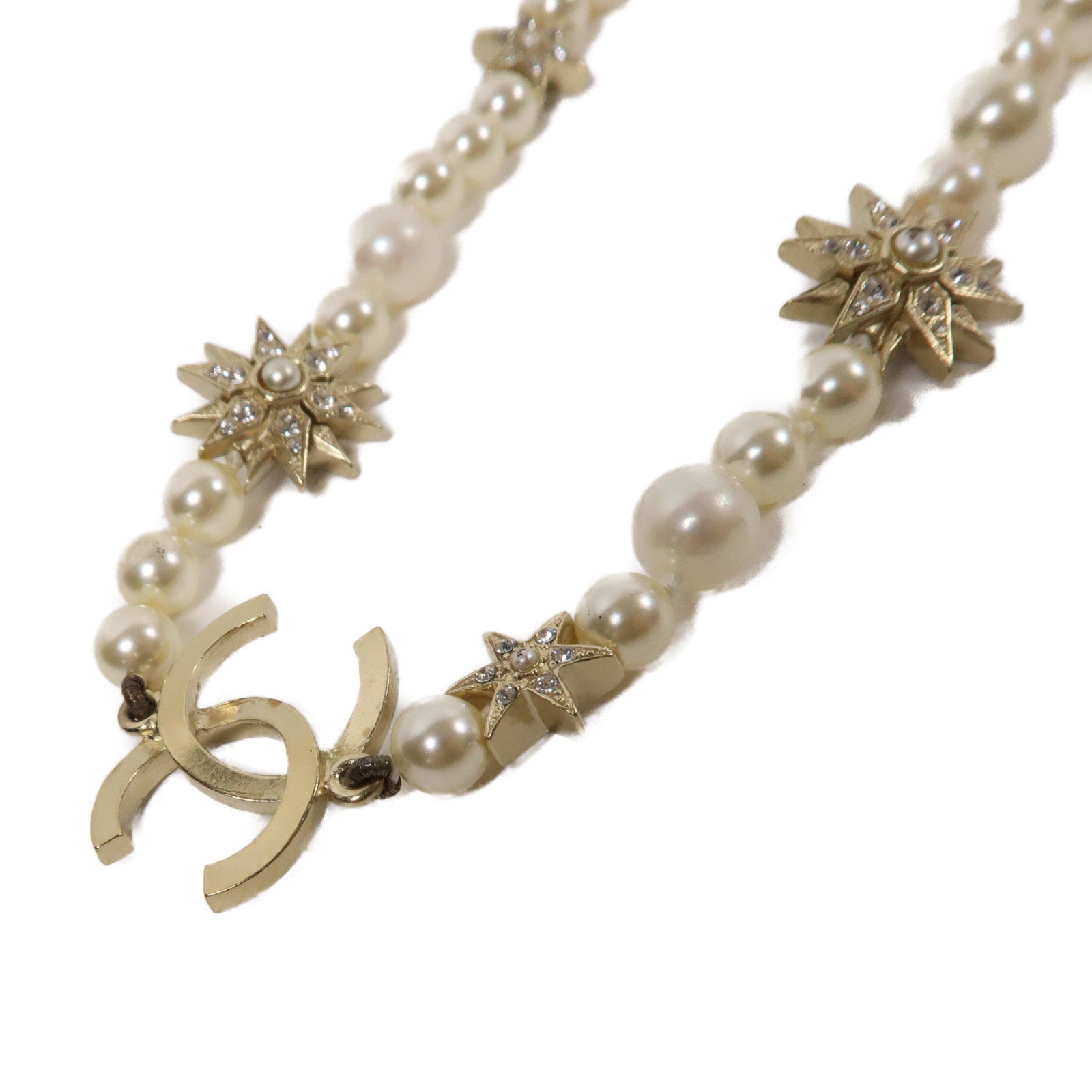 CHANEL 金屬/PVC Necklace項鍊白色/金色