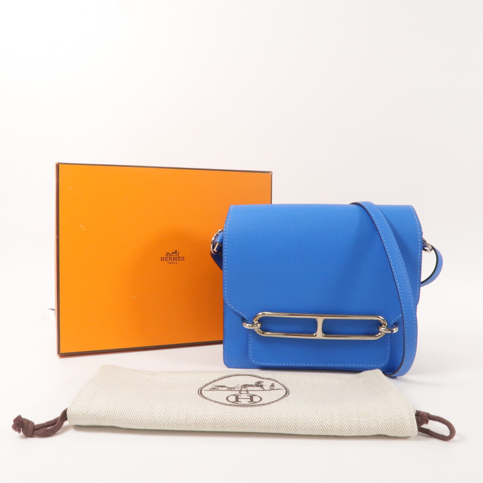 HERMES Evercolor皮革Roulis Mini肩背袋Bleu Hydra