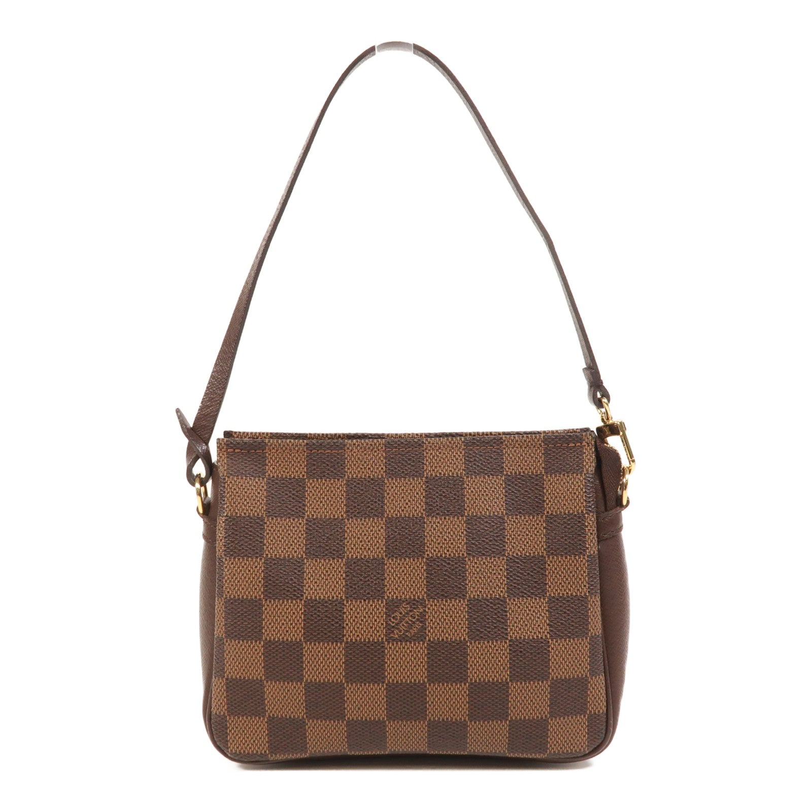 LOUIS VUITTON Damier Trousse Makeup Accessory Pouch金扣手挽袋棕色