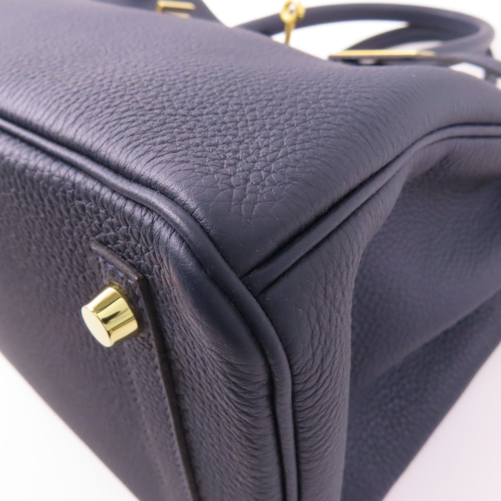 HERMES Clemence皮革Birkin 30金扣手挽袋Bleu Nuit