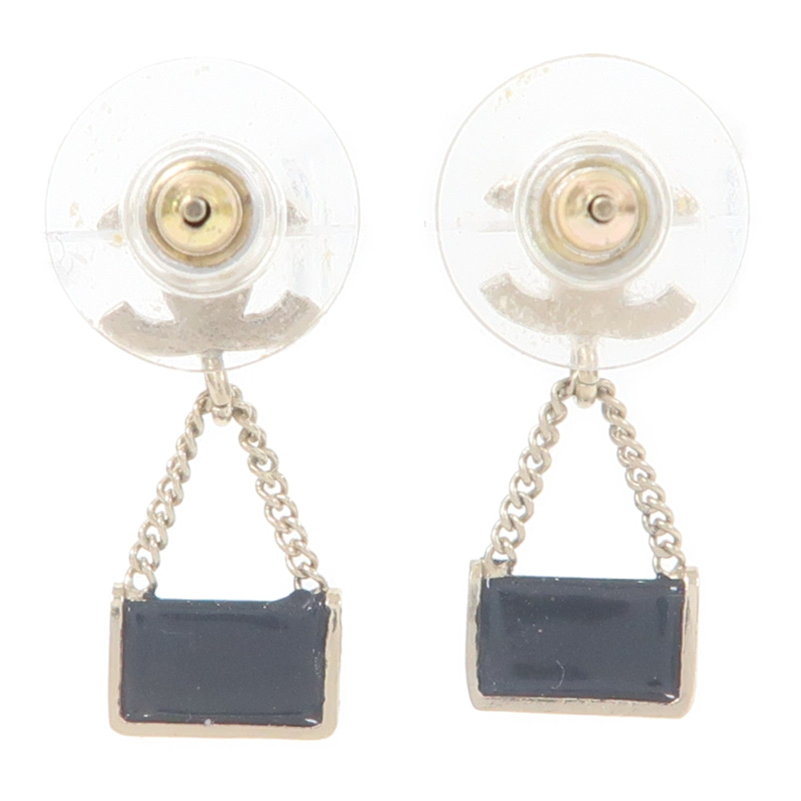 CHANEL 金屬Bag Drop Earrings耳環黑色/金色